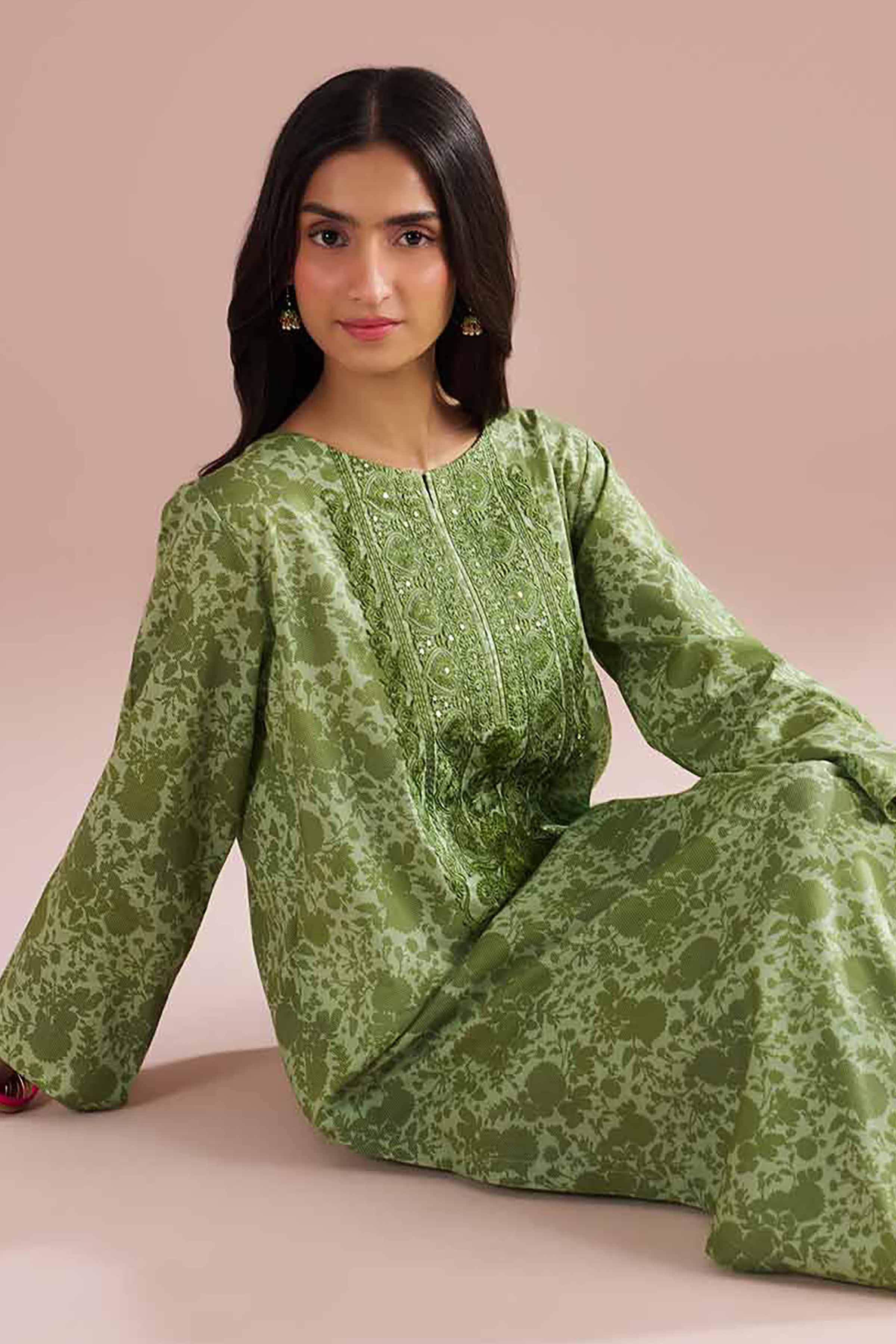 2 Piece - Printed Embroidered Suit - PE26-205 - Image 6