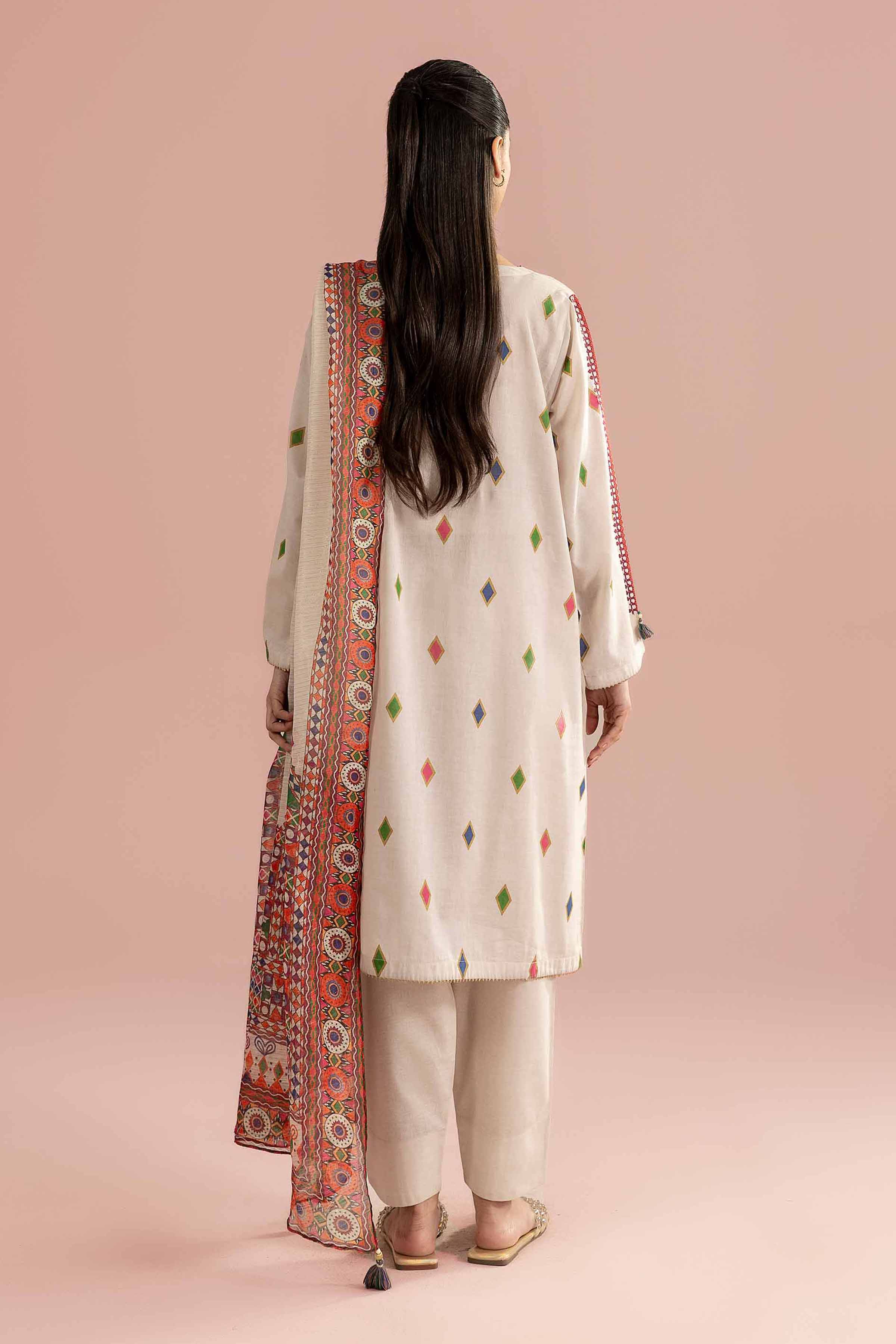 3 Piece - Printed Embroidered Suit - PE26-335 - Image 3