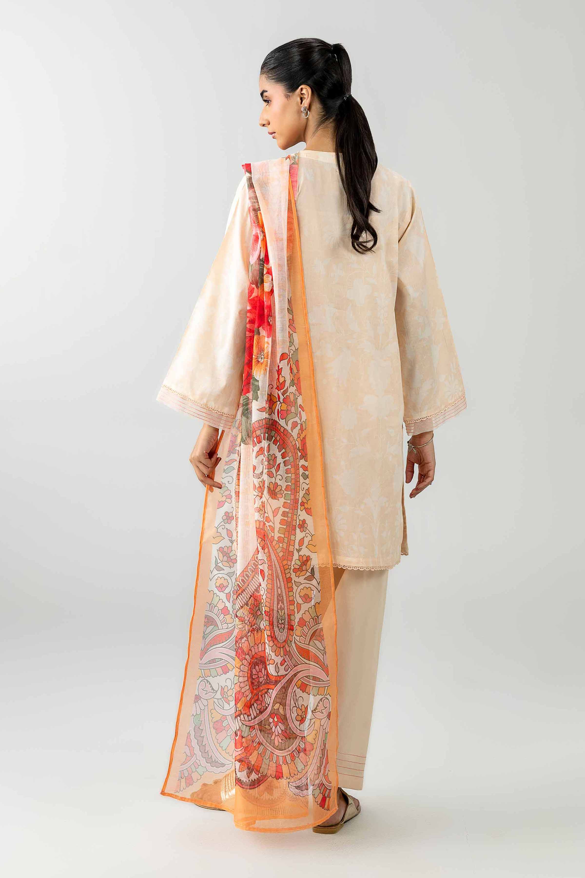 3 Piece - Printed Embroidered Suit - PE26-500 - Image 4