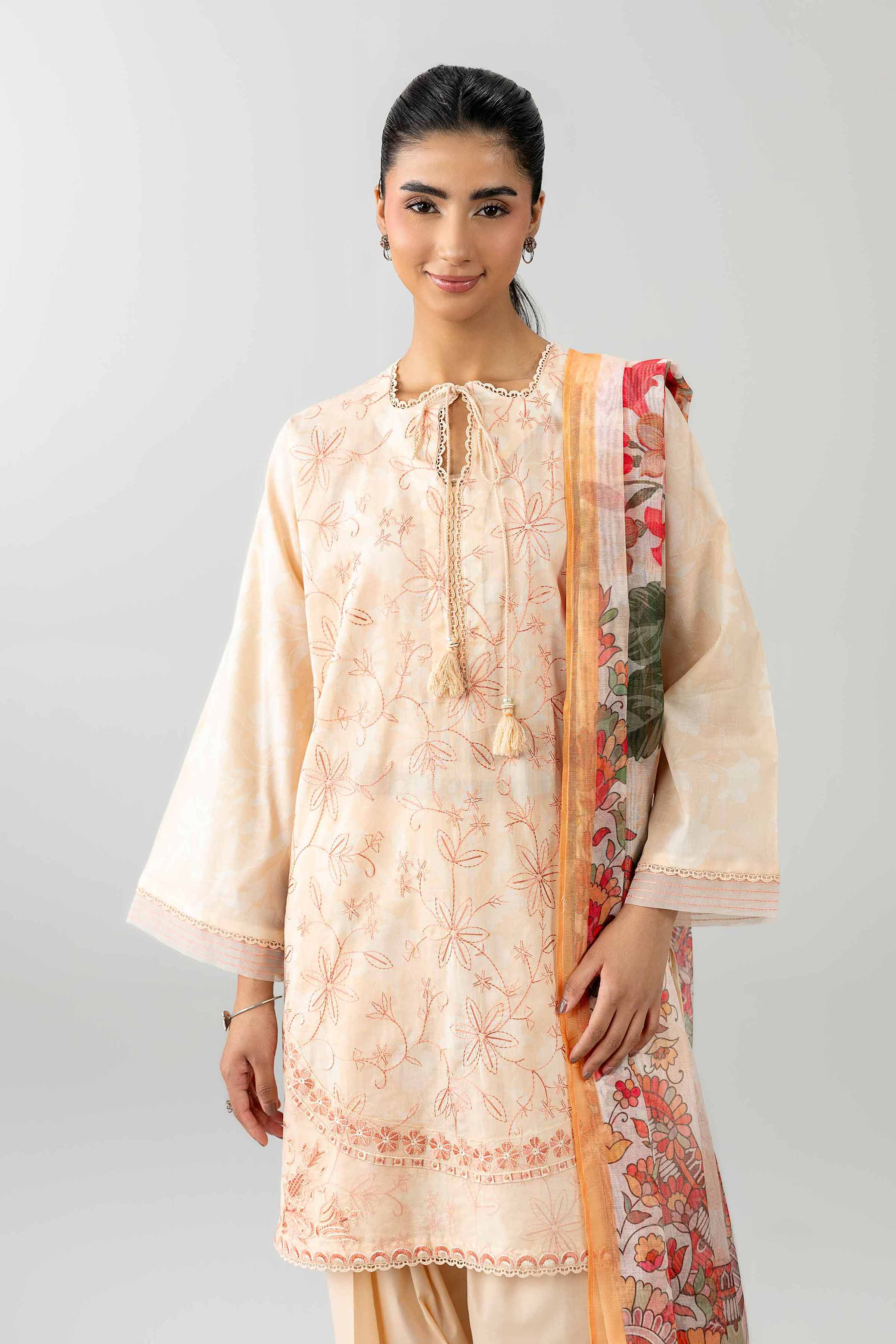 3 Piece - Printed Embroidered Suit - PE26-500 - Image 5