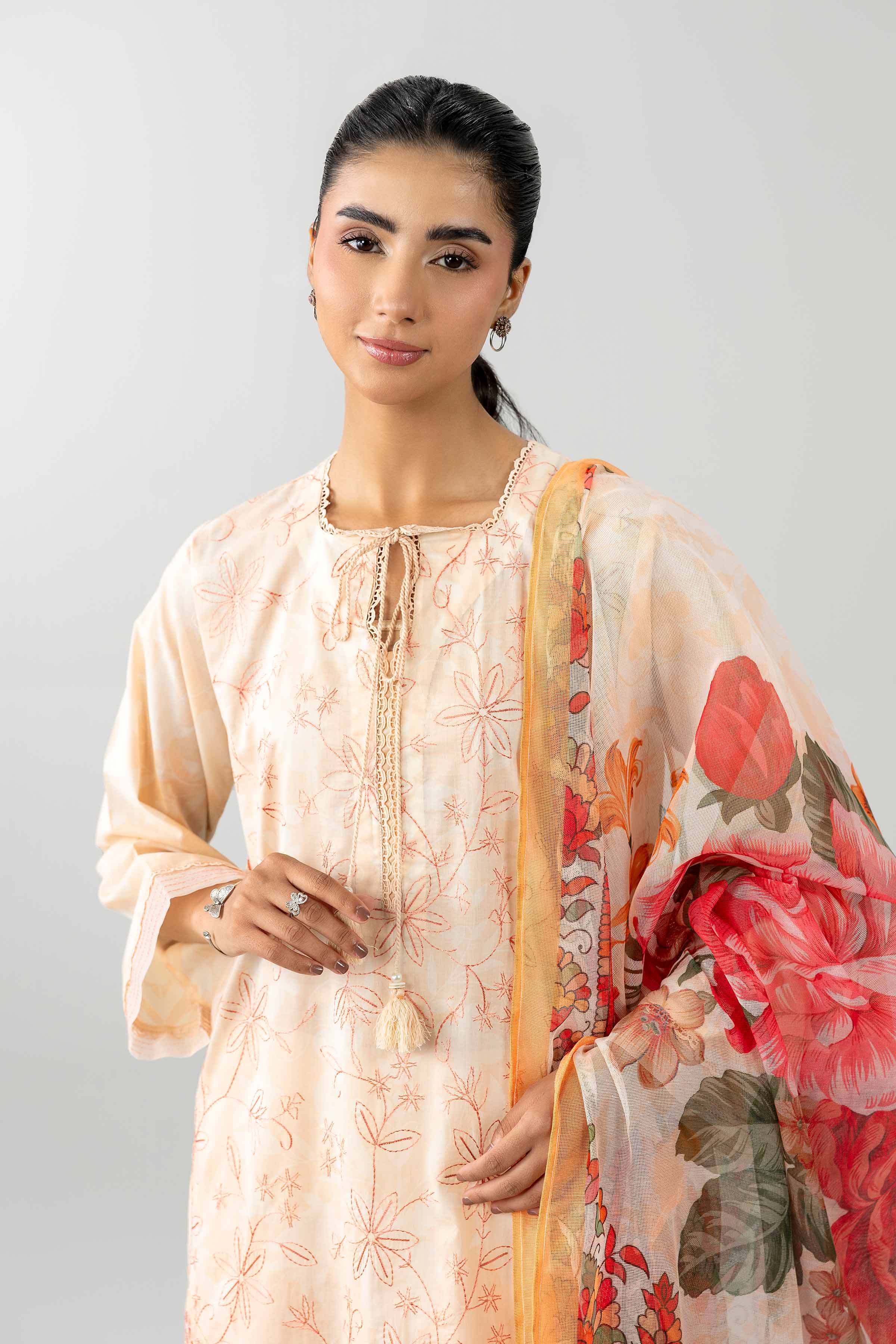 3 Piece - Printed Embroidered Suit - PE26-500 - Image 6