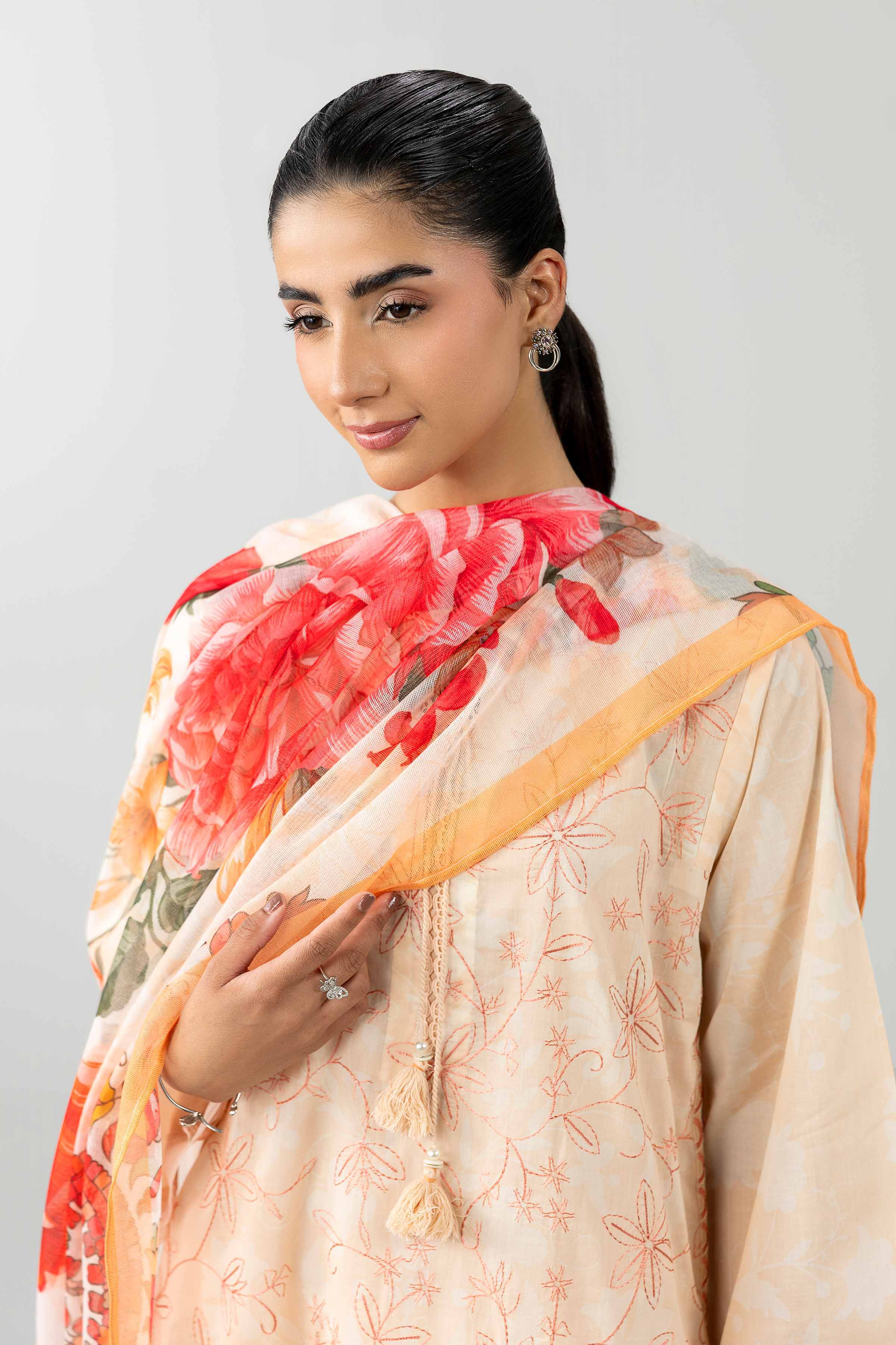 3 Piece - Printed Embroidered Suit - PE26-500 - Image 7
