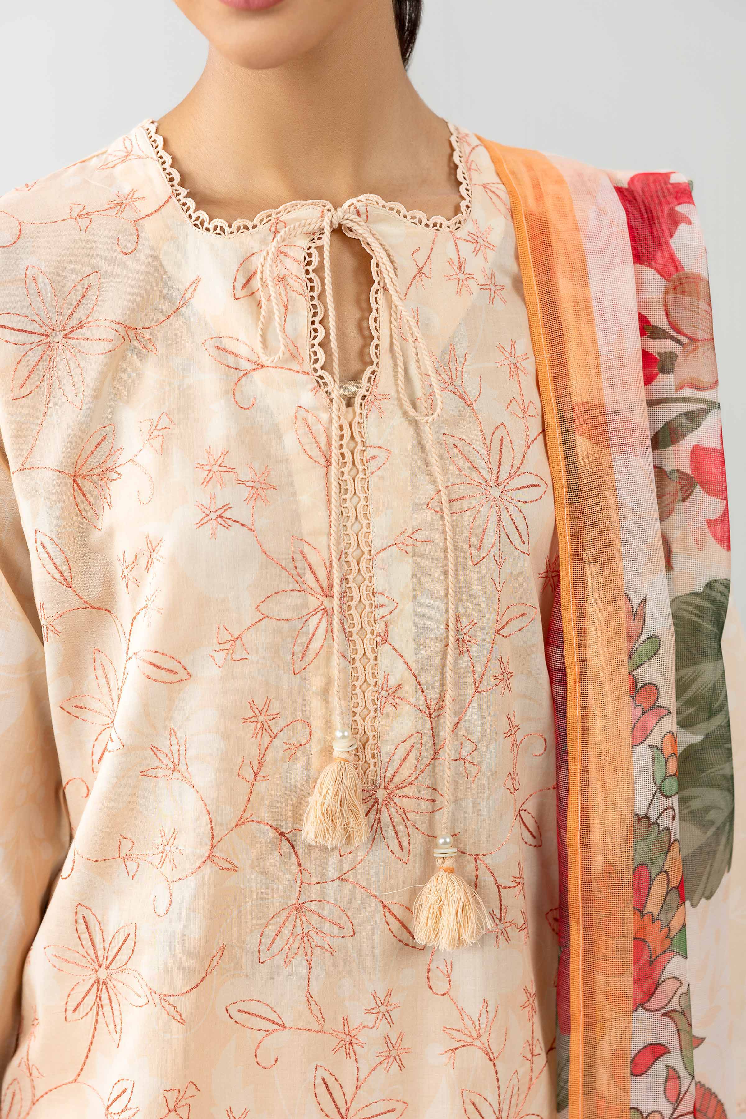 3 Piece - Printed Embroidered Suit - PE26-500 - Image 8