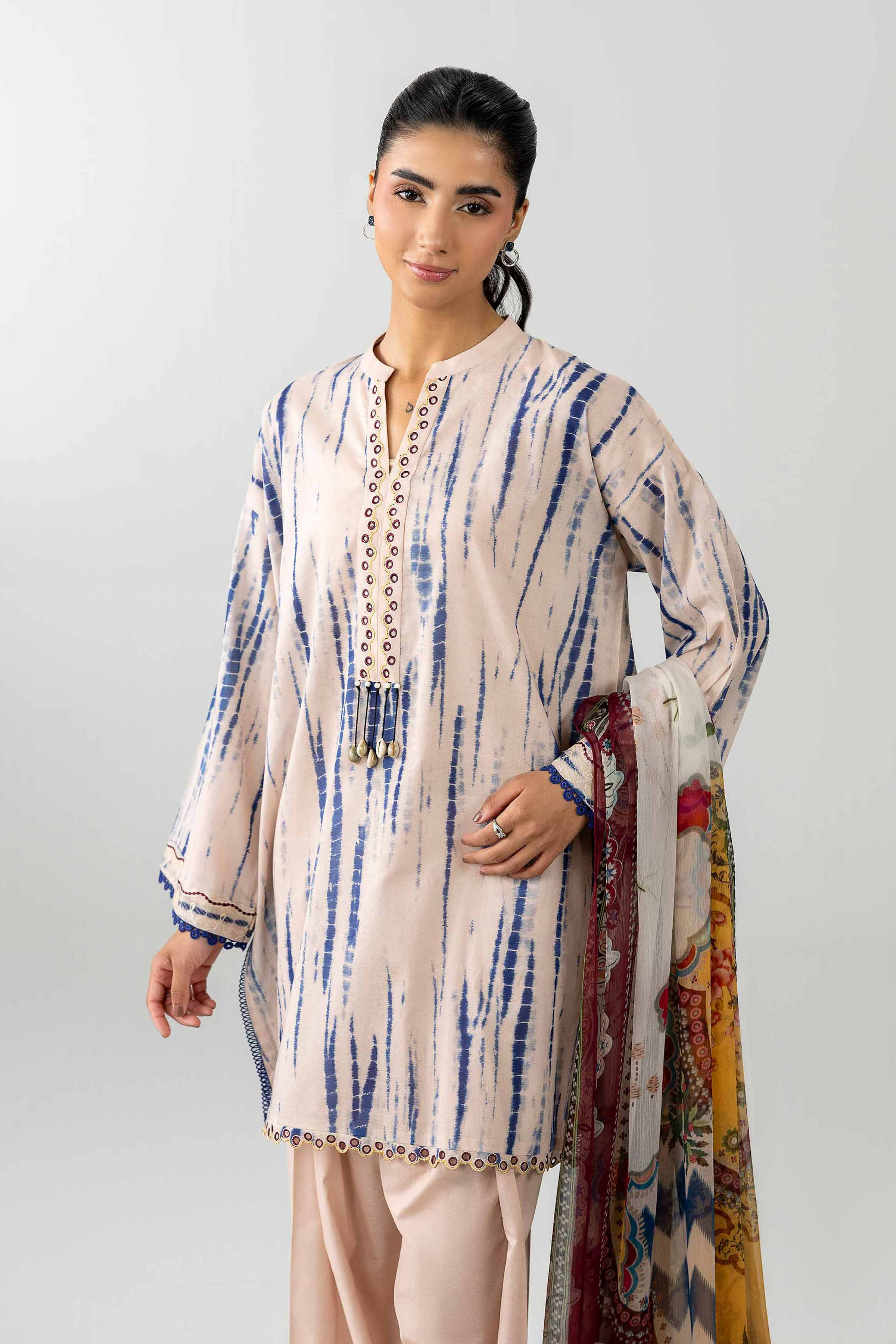 3 Piece - Printed Embroidered Suit - PE26-521 - Image 5