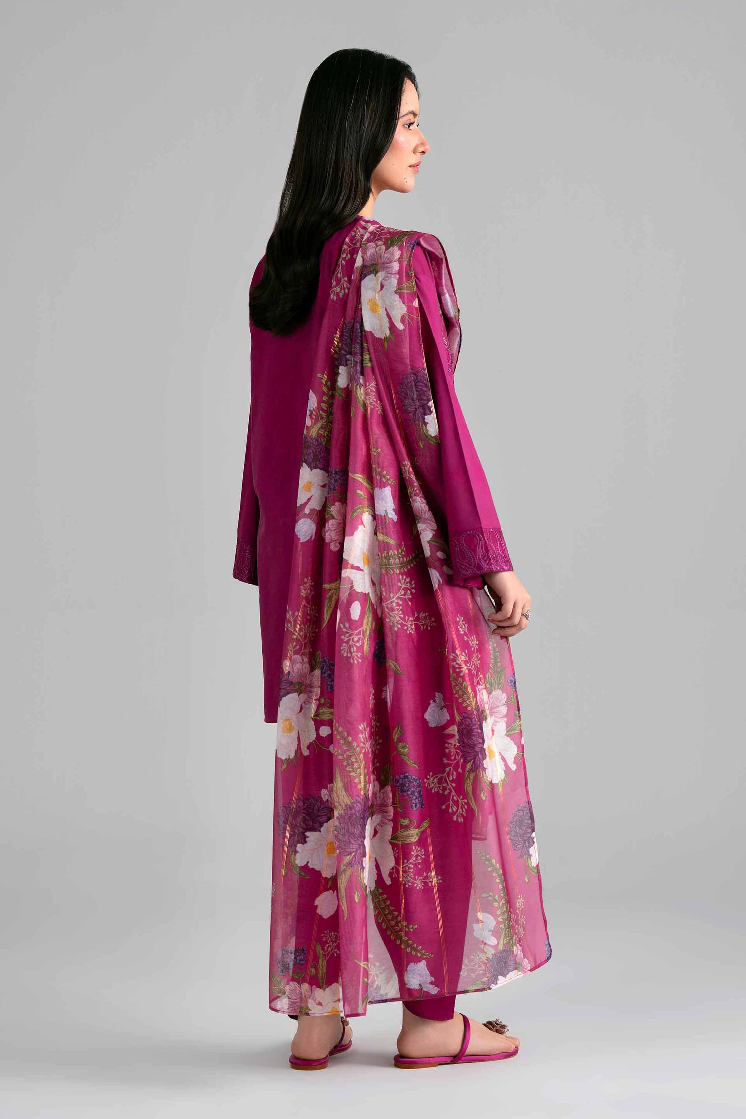 3 Piece - Printed Embroidered Suit - PE26-526 - Image 4