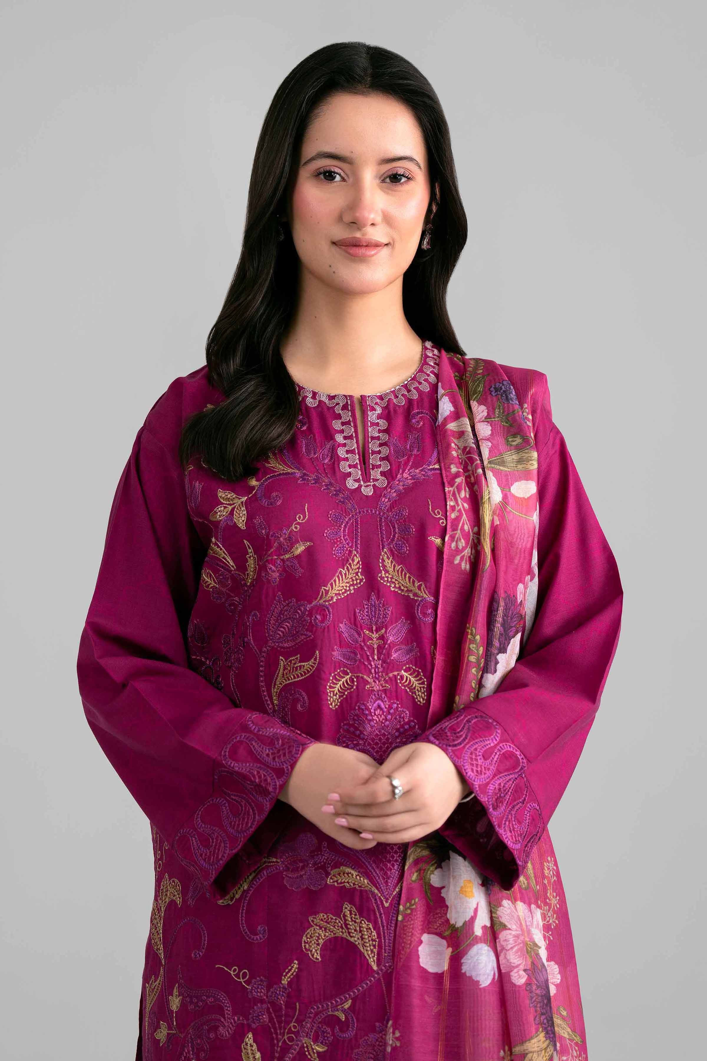 3 Piece - Printed Embroidered Suit - PE26-526 - Image 7