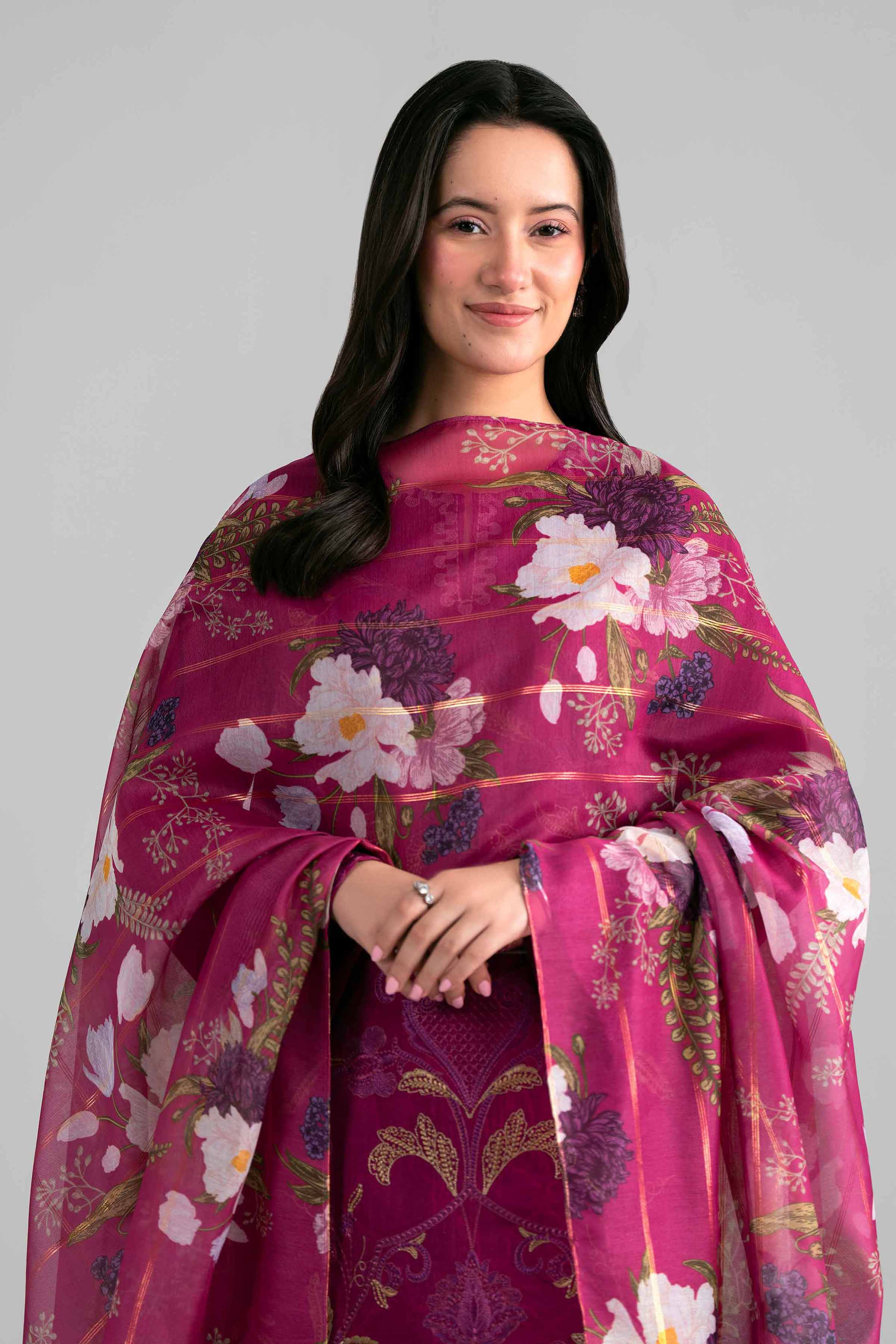 3 Piece - Printed Embroidered Suit - PE26-526 - Image 8