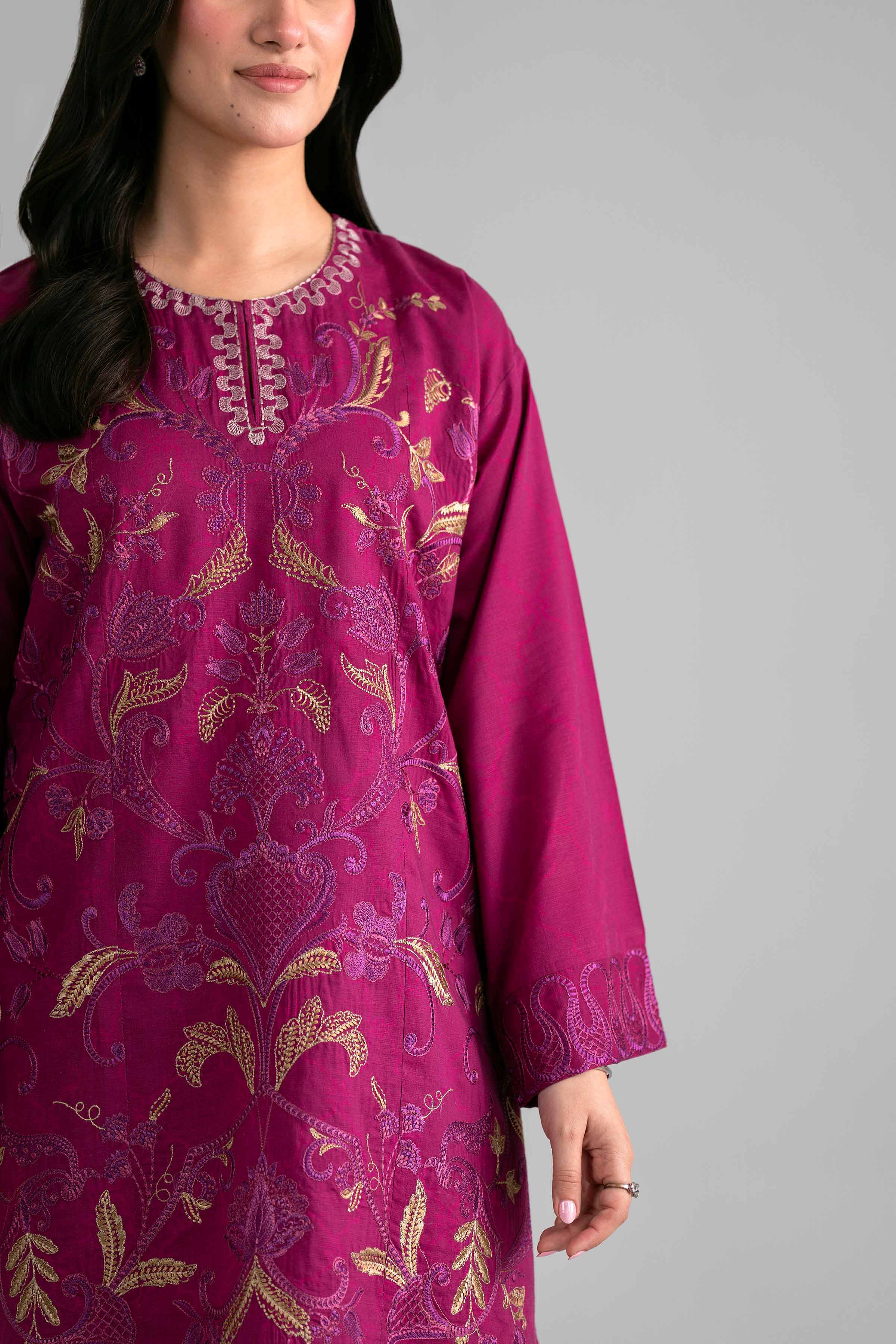3 Piece - Printed Embroidered Suit - PE26-526 - Image 9