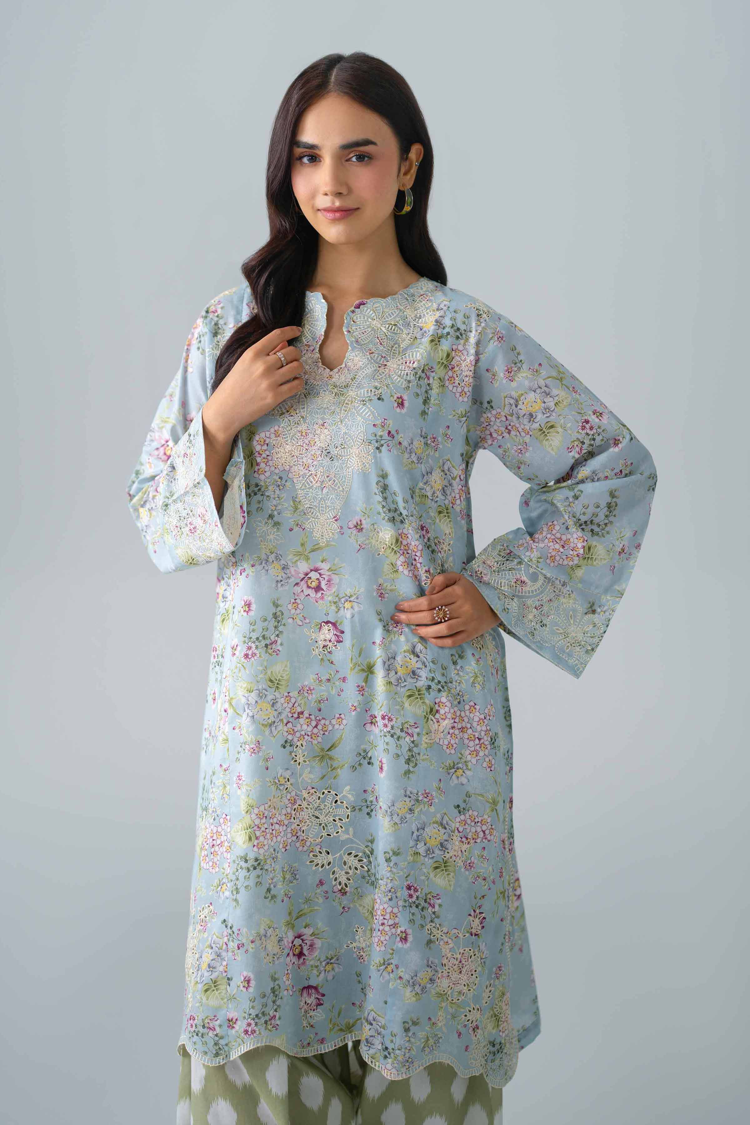 2 Piece - Printed Embroidered Suit - PE26-587 - Image 5