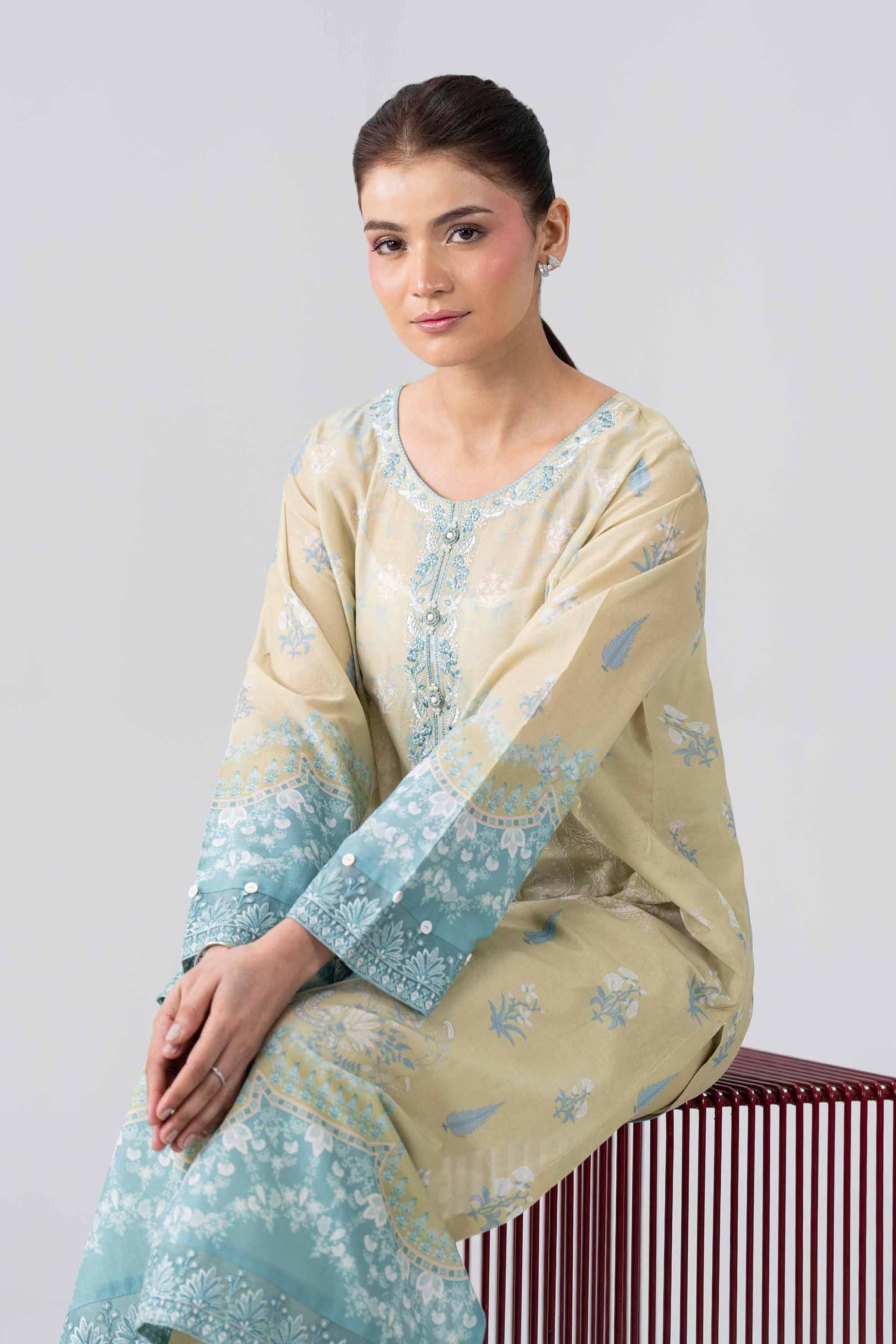 2 Piece - Printed Embroidered Suit - PE26-591 - Image 2