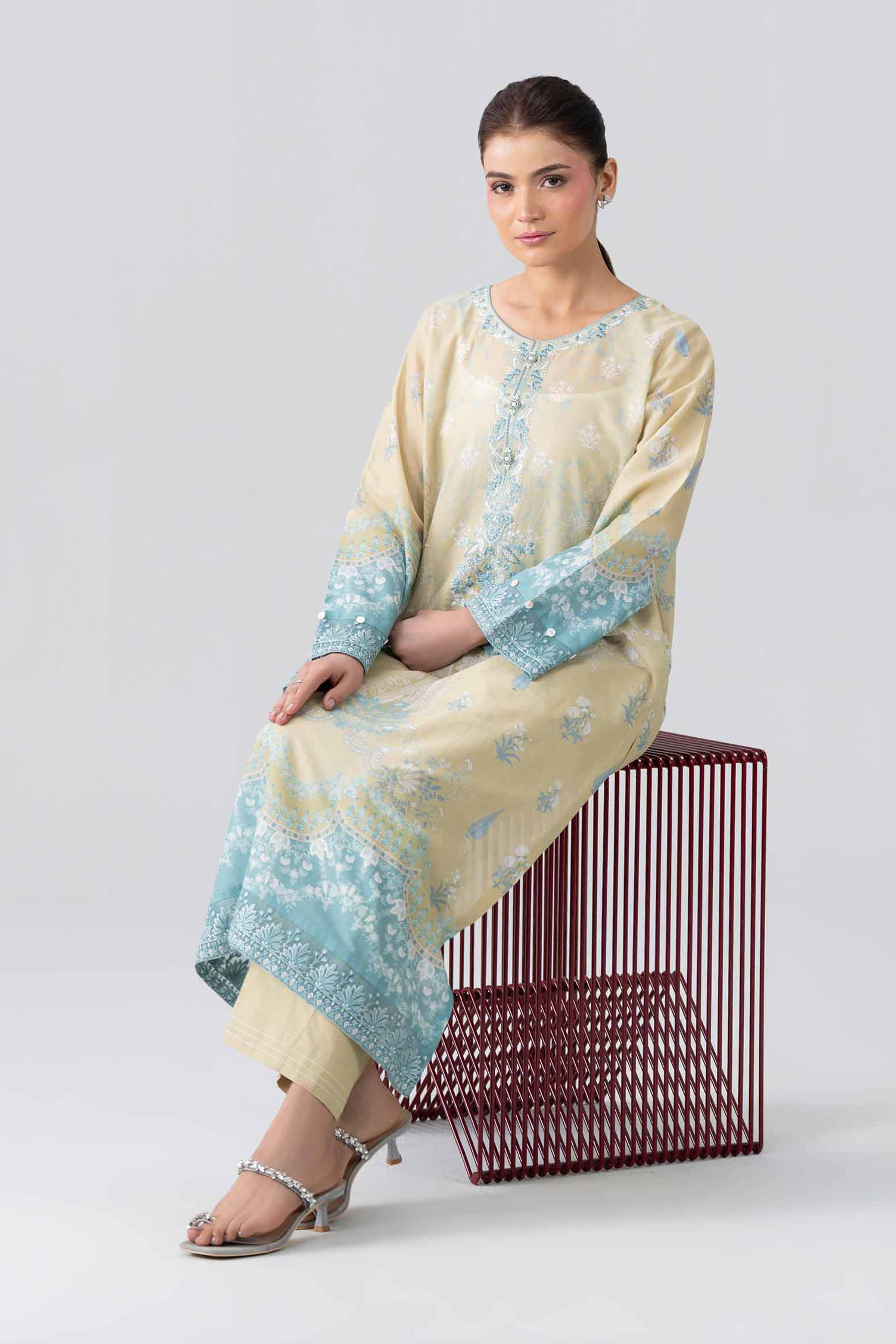 2 Piece - Printed Embroidered Suit - PE26-591 - Image 5