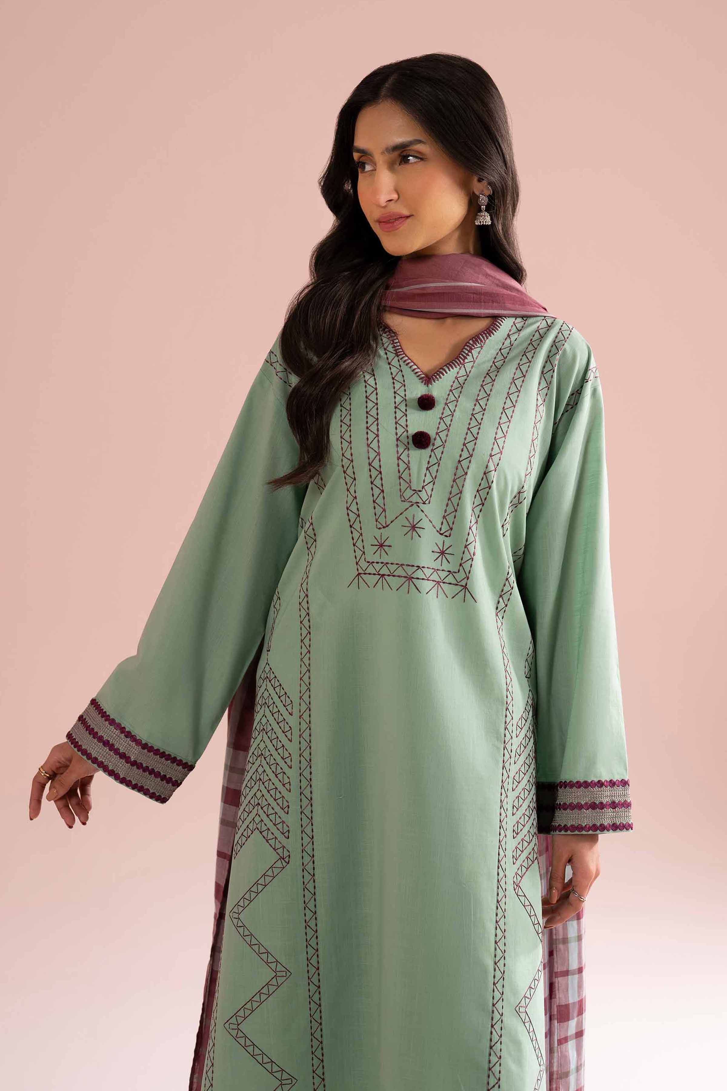 3 Piece - Embroidered Suit - PE26-79 - Image 2