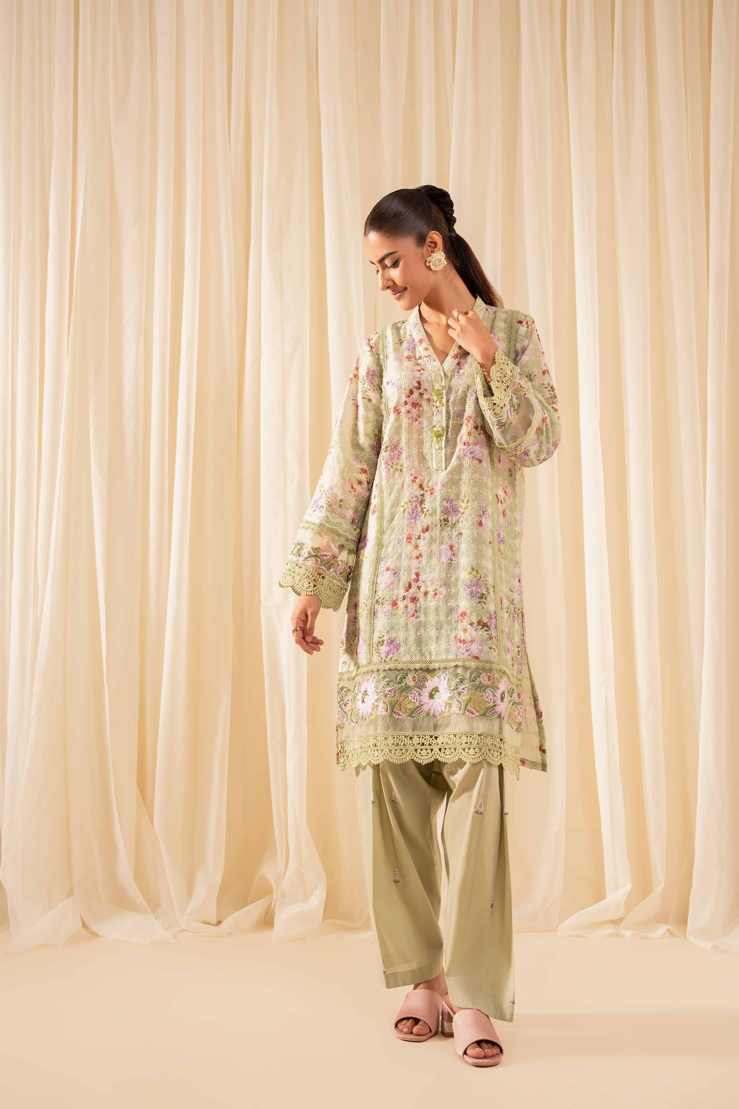 2 Piece - Printed Embroidered Suit - PFE25-34 - Image 5