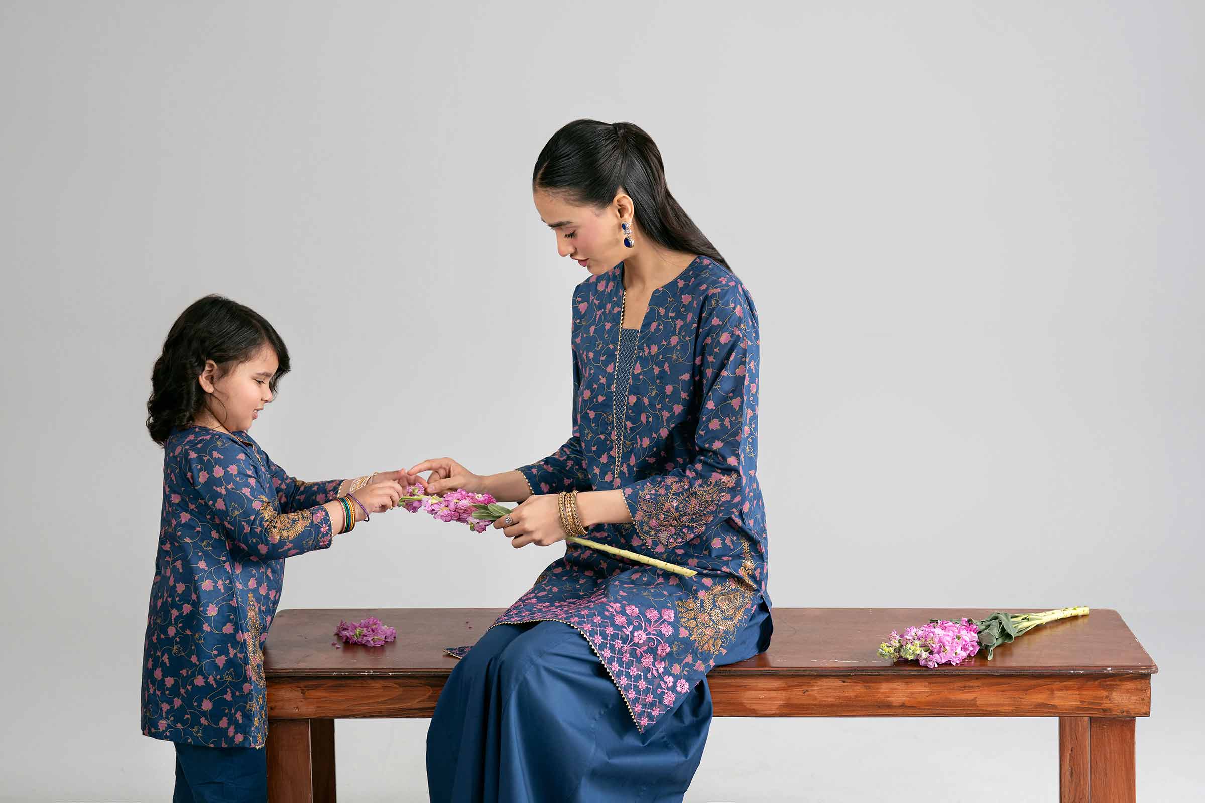 2 Piece - Printed Embroidered Suit - PMD26-04 D - Image 5