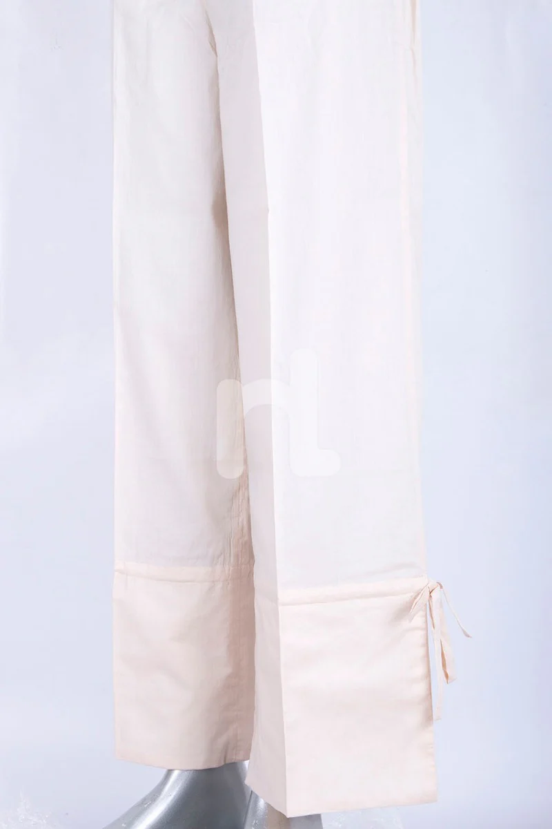 PS18-278 Off White Dyed Cambric Straight Trouser for Women