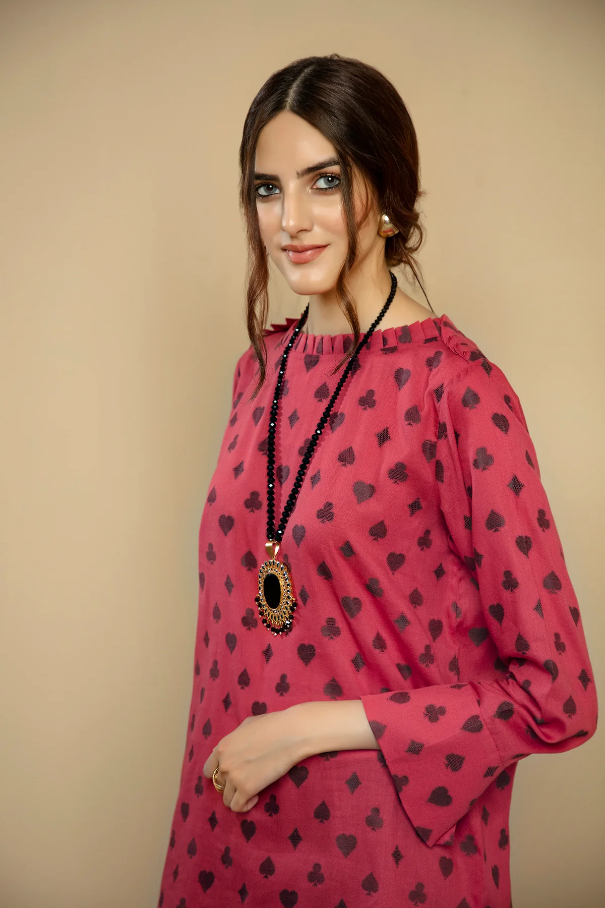 PS20-229-Neck & Shoulder Frilled Classic Shirt-1PC - Image 3