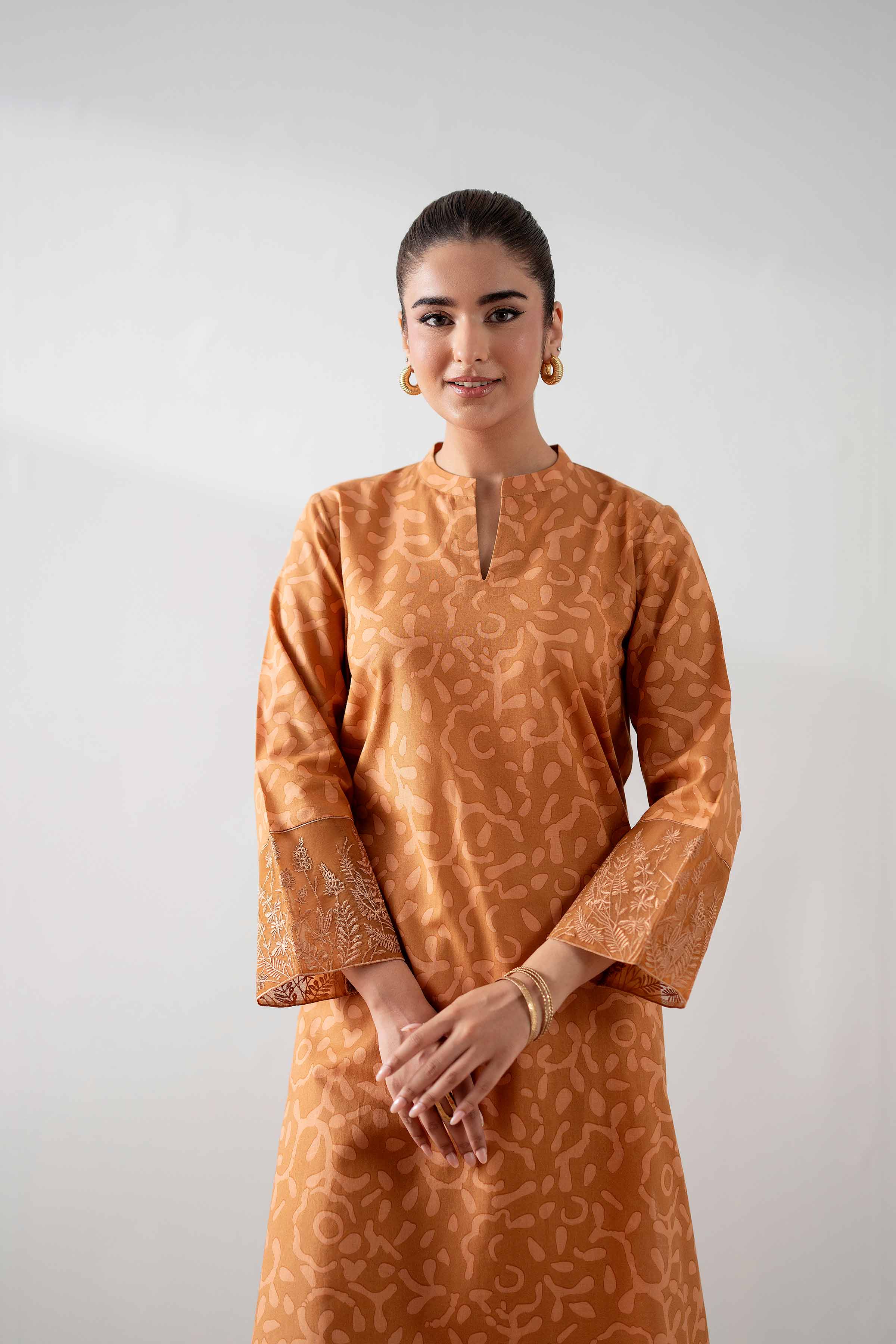 2 Piece - Printed Embroidered Suit - PS25-137 - Image 5