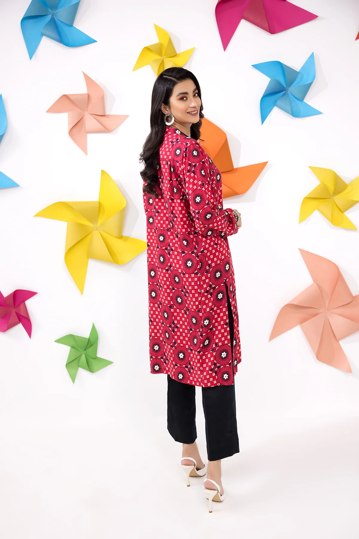PW22-170-Printed Paneled Kurta 1PC - Image 2
