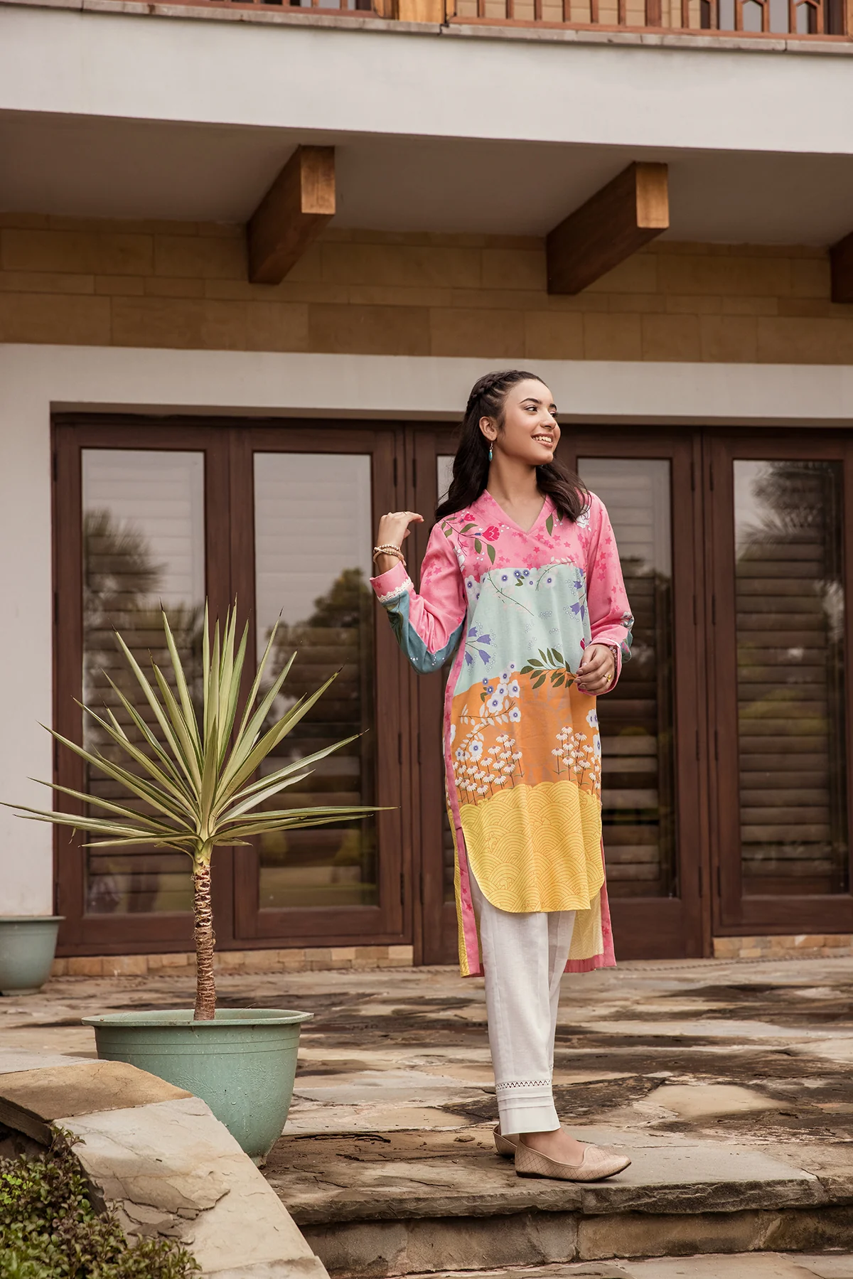 PW22-65-High Low Printed Shirt 1PC - Image 3