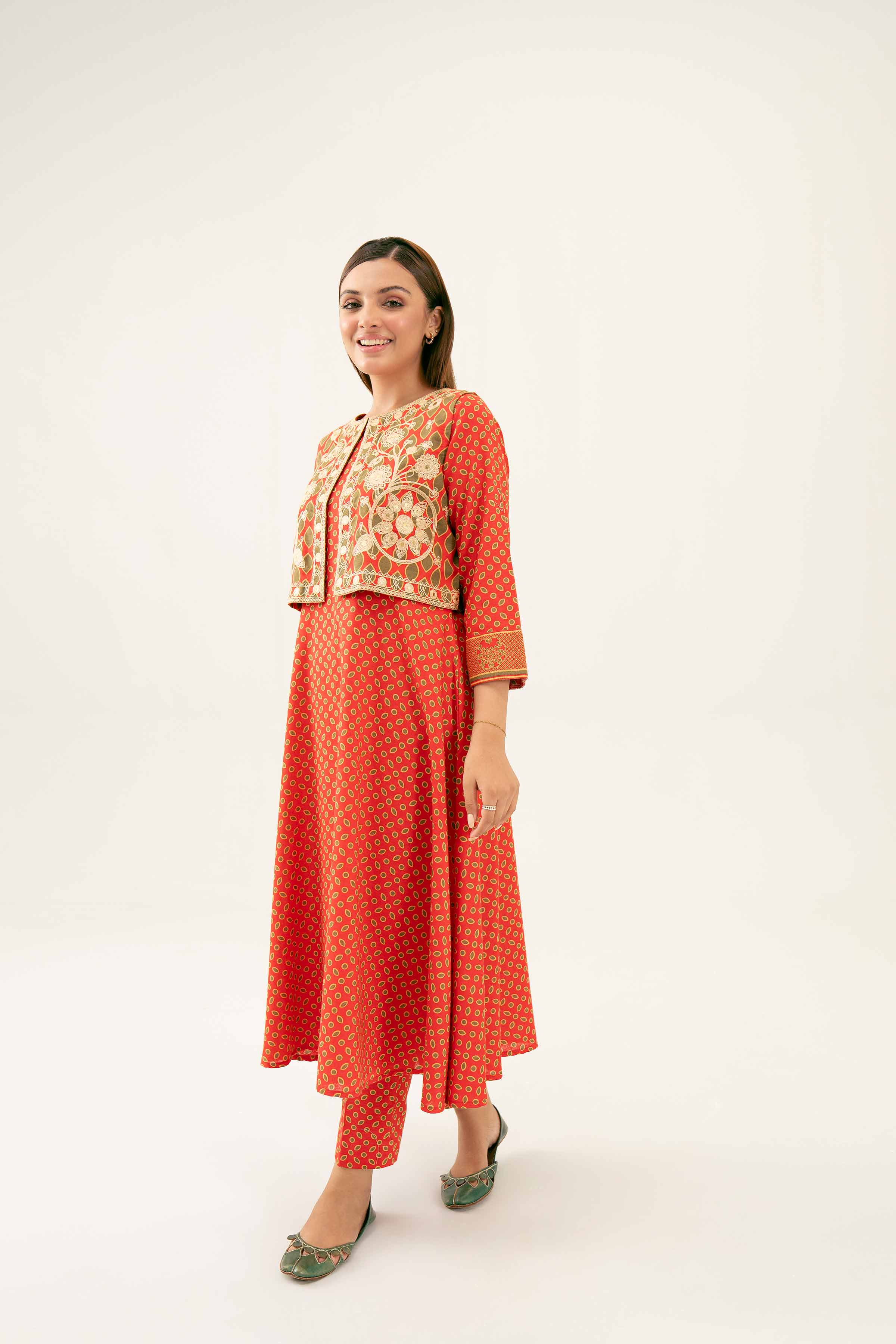 3 Piece - Printed Embroidered Suit - PW24-219 - Image 6
