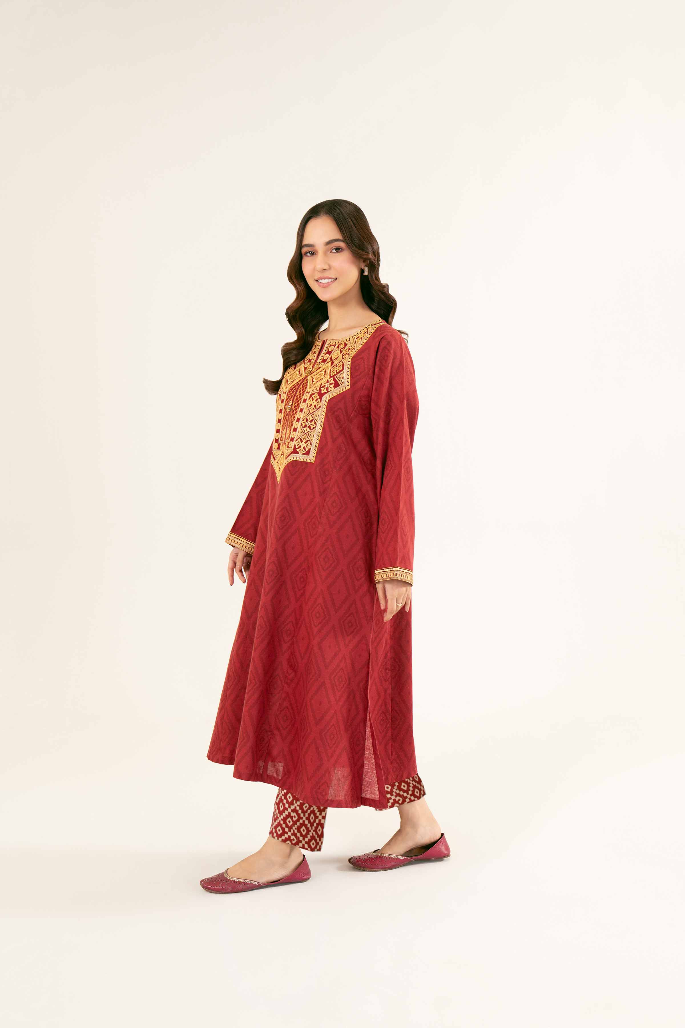 2 Piece - Printed Embroidered Suit - PW24-221 - Image 11