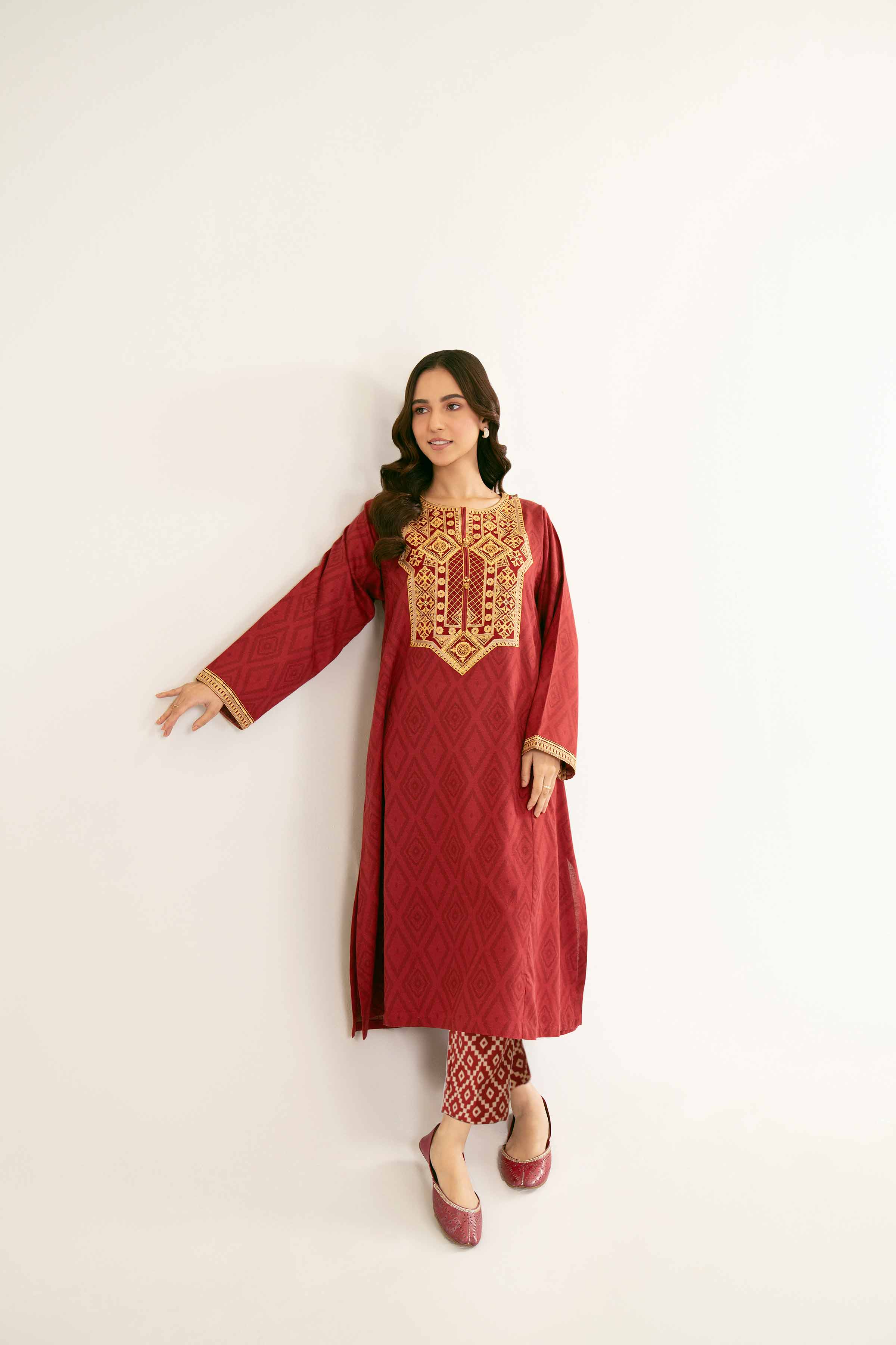 2 Piece - Printed Embroidered Suit - PW24-221 - Image 13