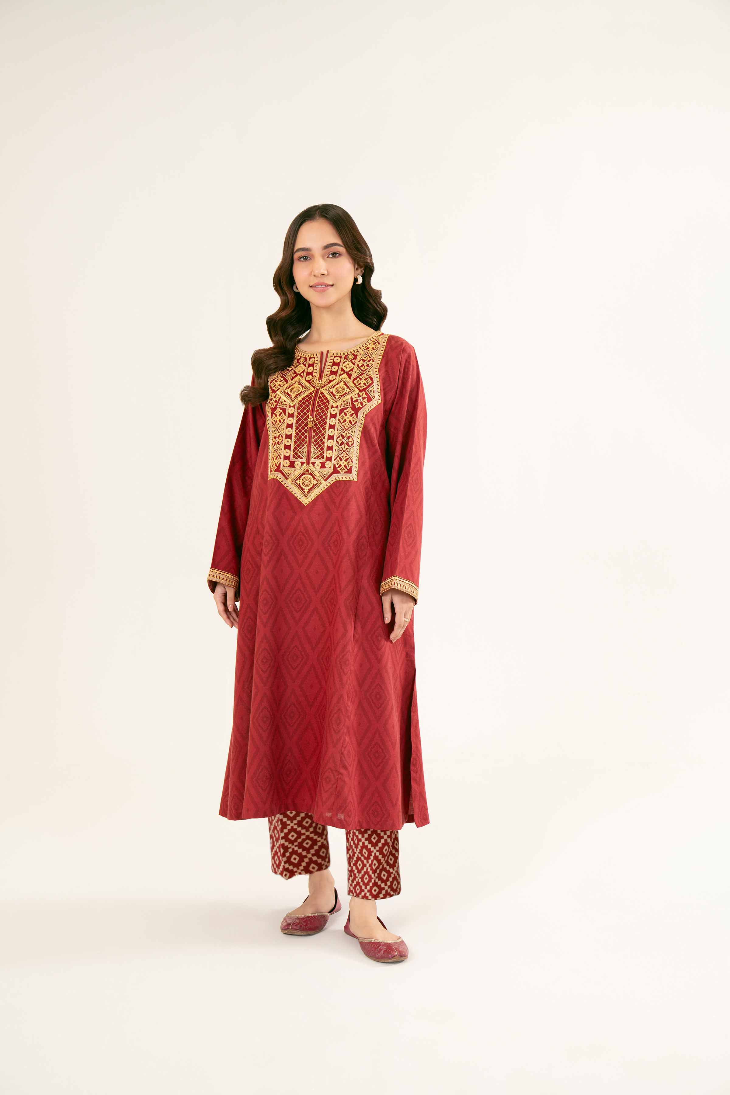 2 Piece - Printed Embroidered Suit - PW24-221 - Image 8
