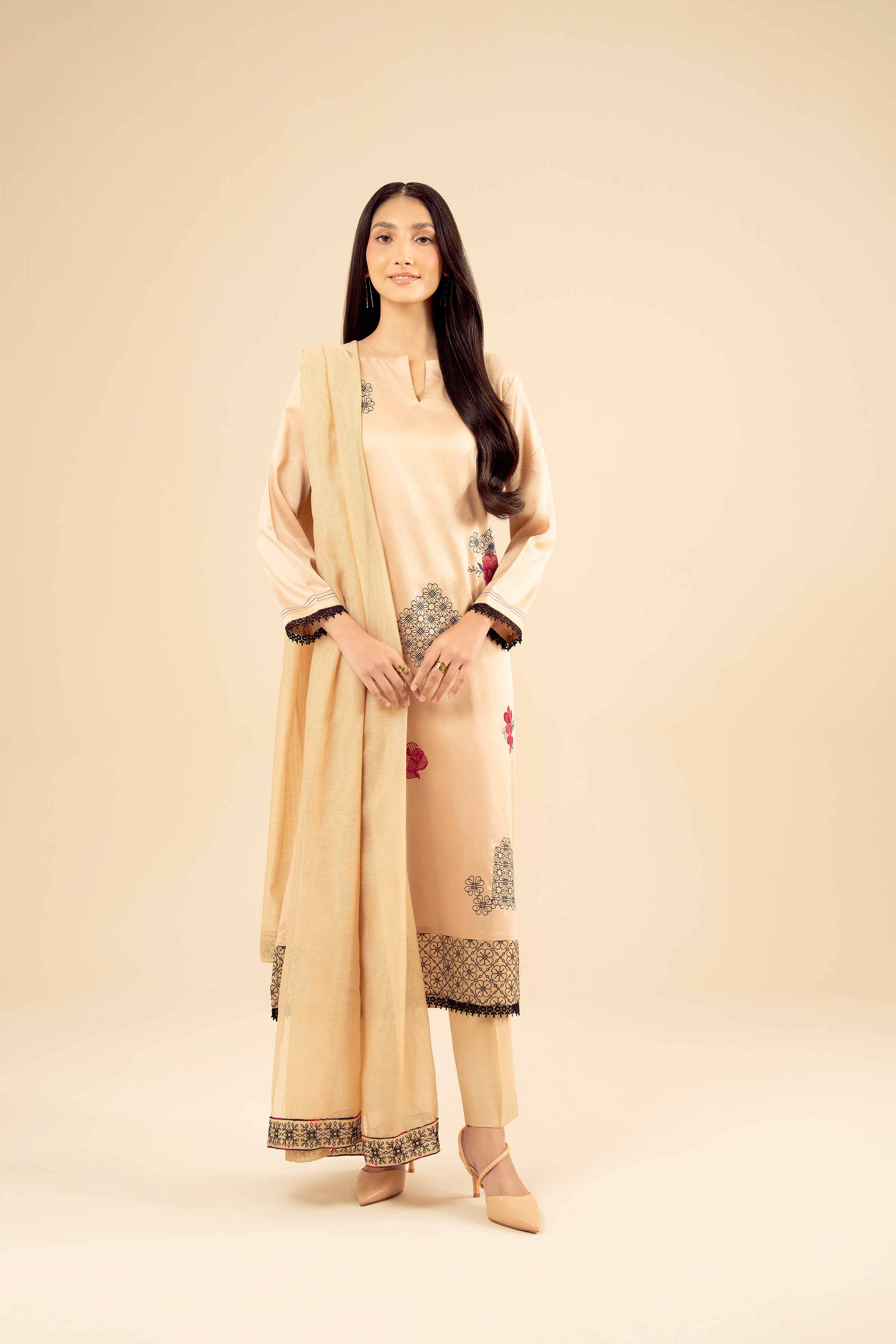 3 Piece - Embroidered Suit - PW25-29 - Image 4