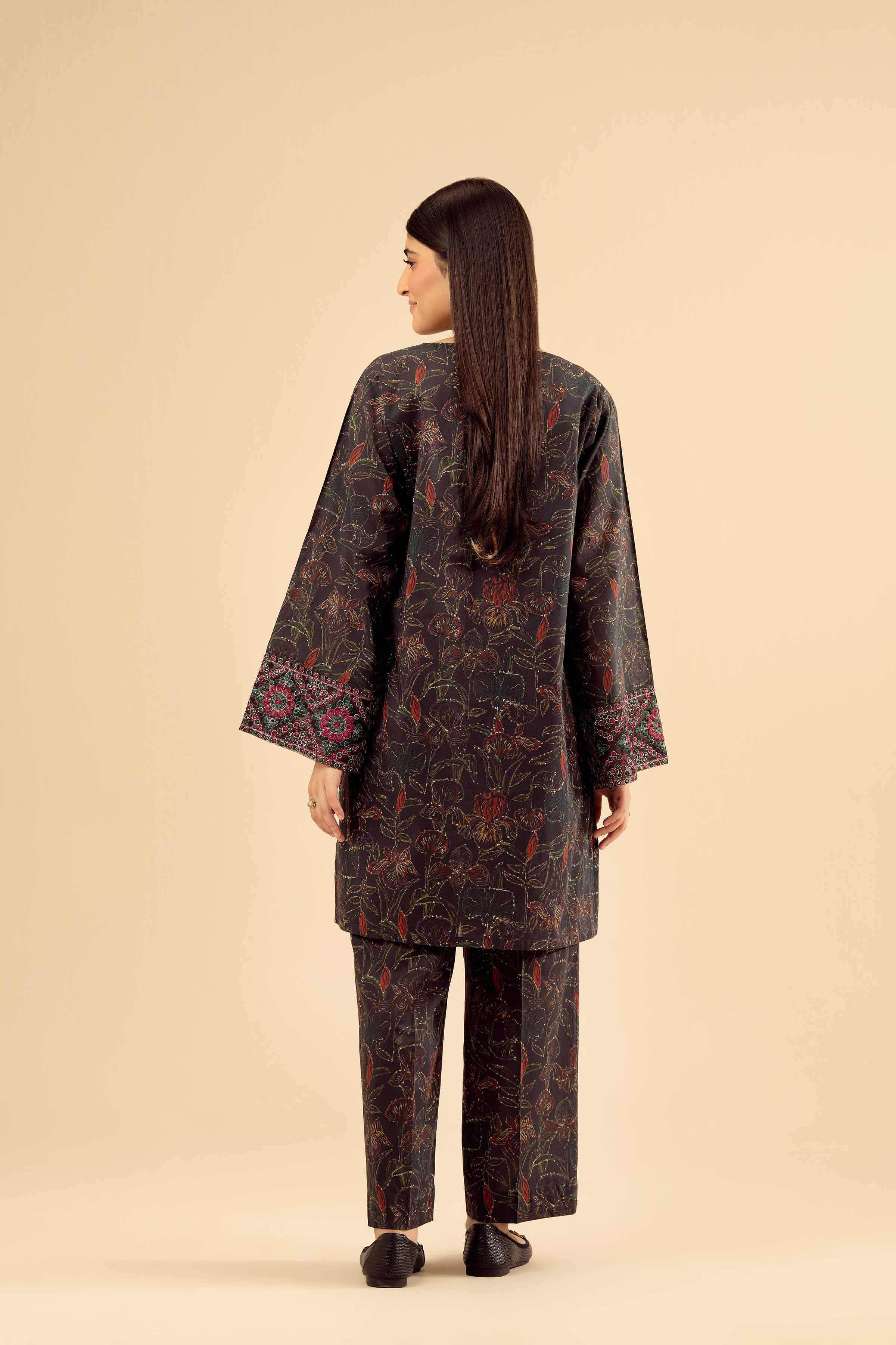 2 Piece - Printed Embroidered Suit - PW25-40 - Image 4