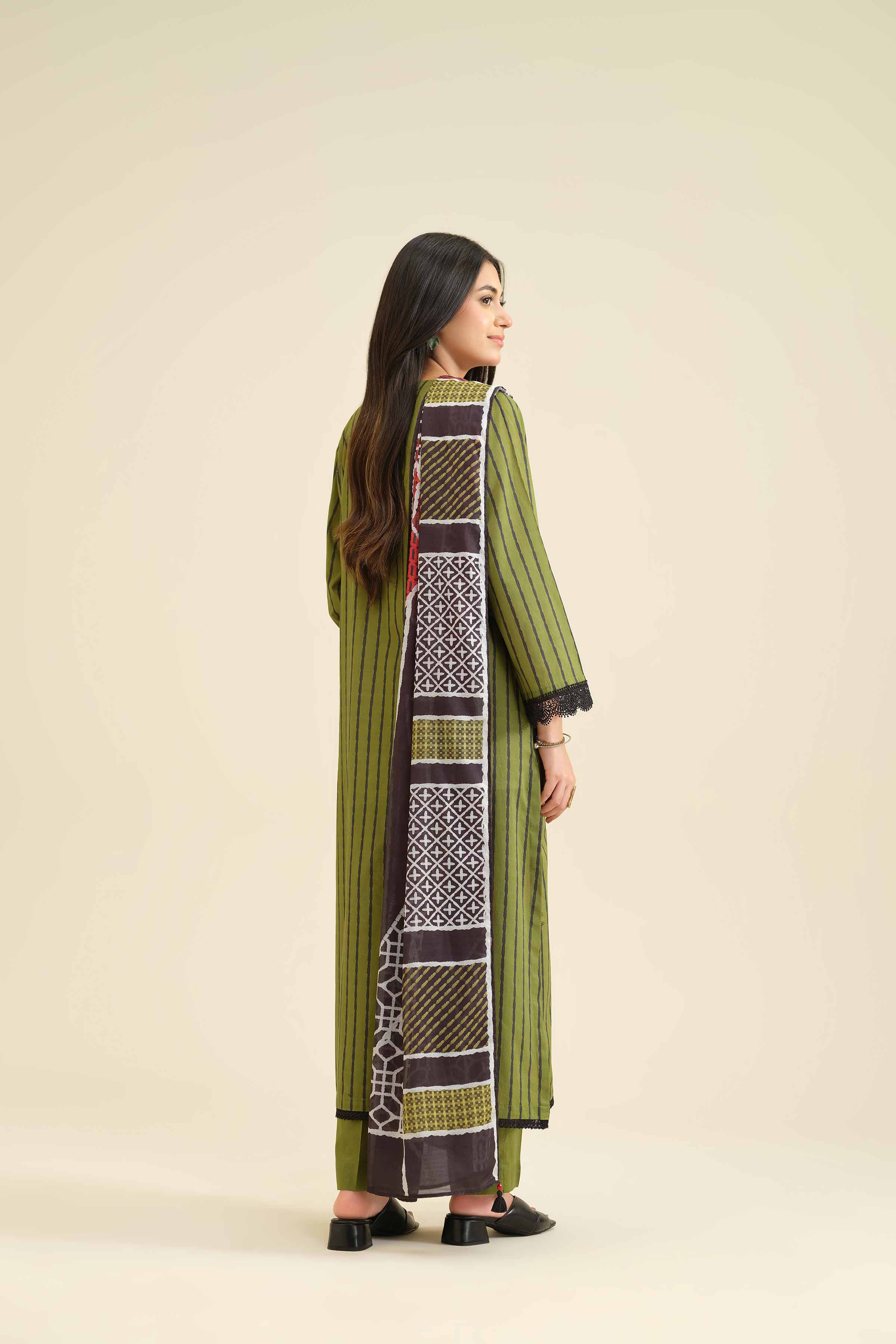 3 Piece - Printed Embroidered Suit - PW25-419 - Image 3