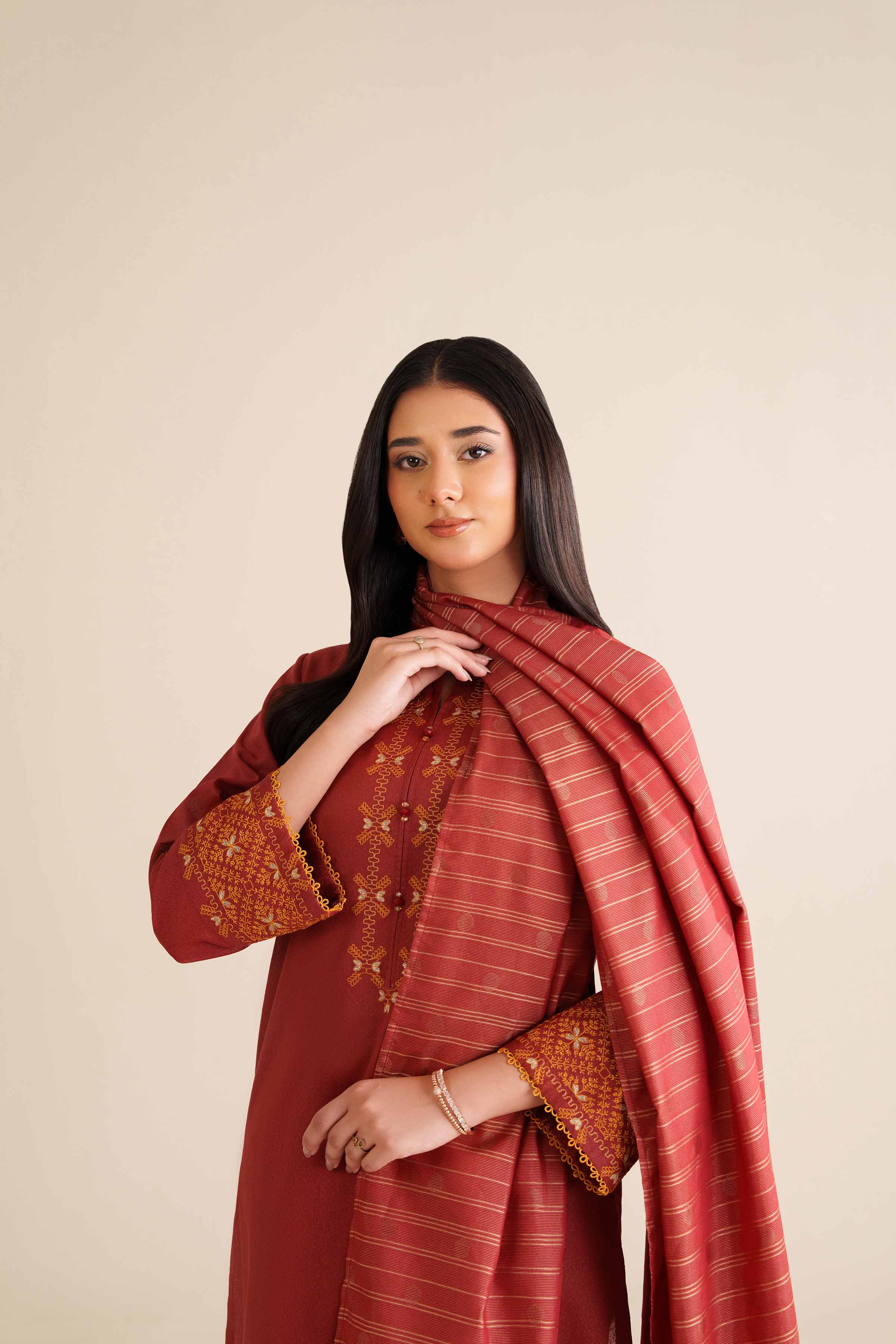 3 Piece - Embroidered Suit - PW25-64 - Image 5