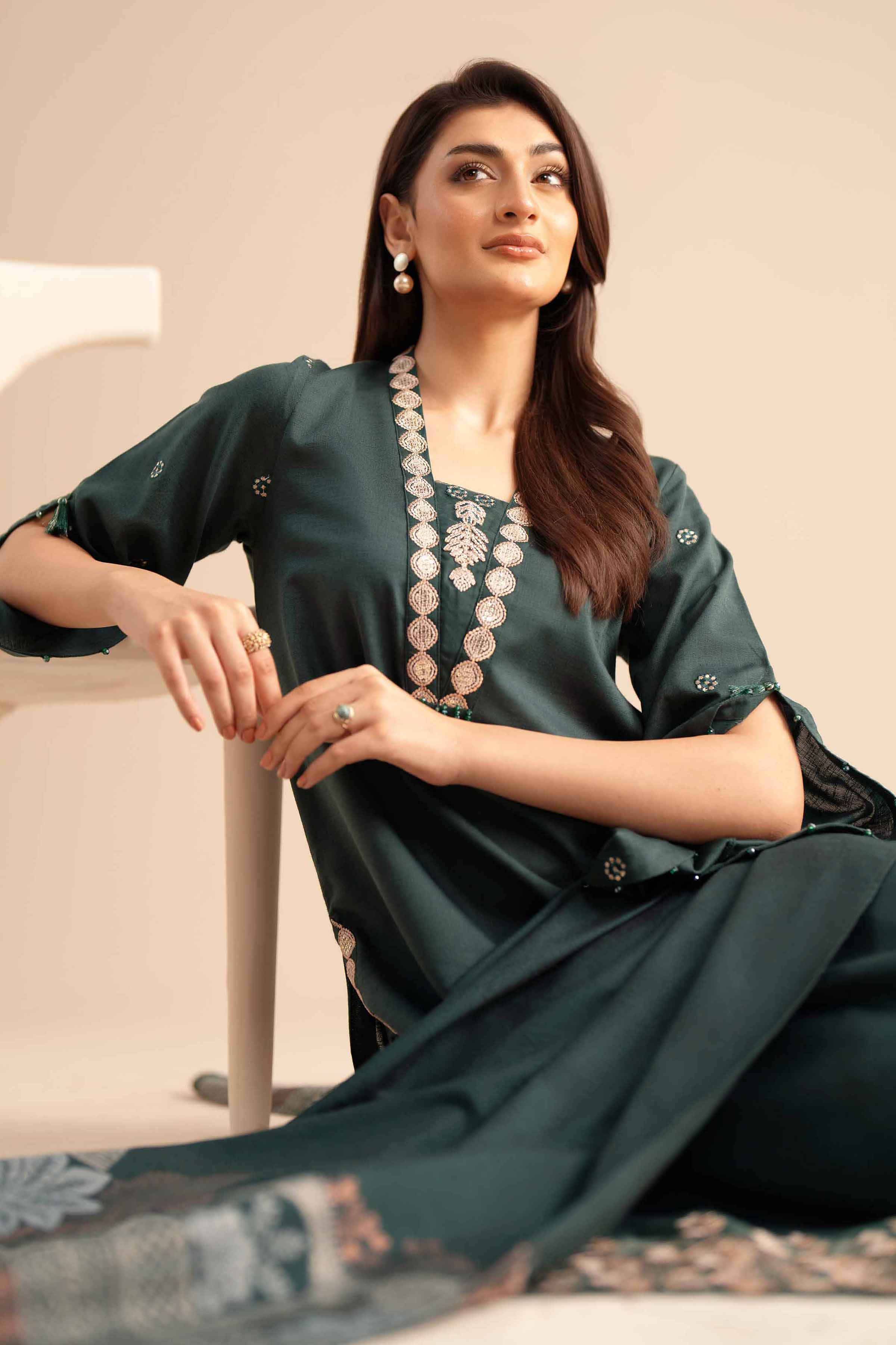 3 Piece - Embroidered Suit - PW25-89 - Image 2