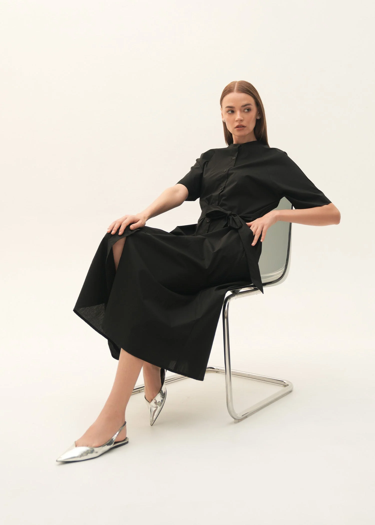 Flared Cotton Dress With Raglan Sleeves - KOA - Image 2