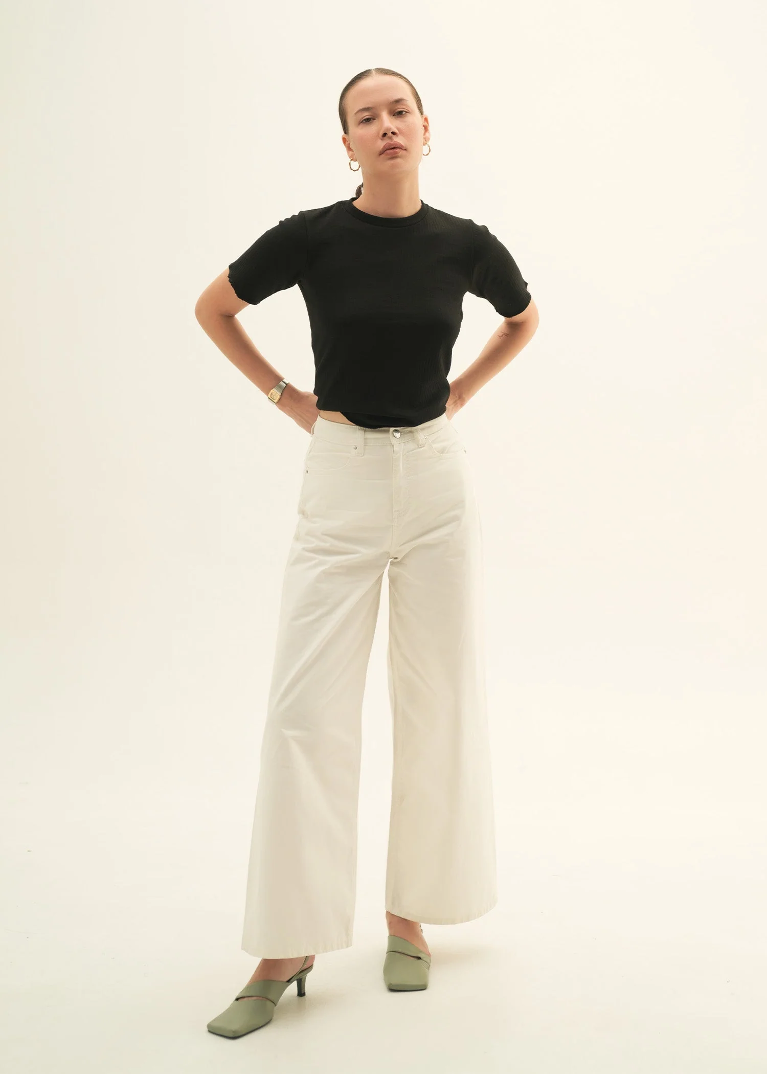 Cropped Wide Leg Jeans - KOA - Image 2