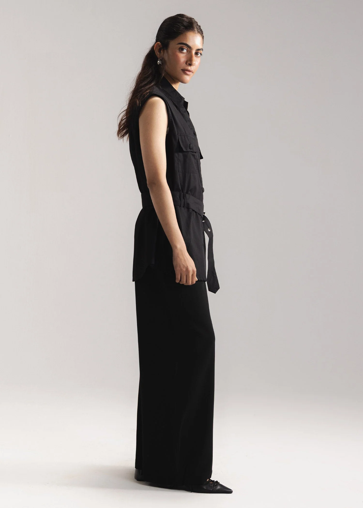 Button Down Sleeveless Shirt- WS26-45 - Image 3