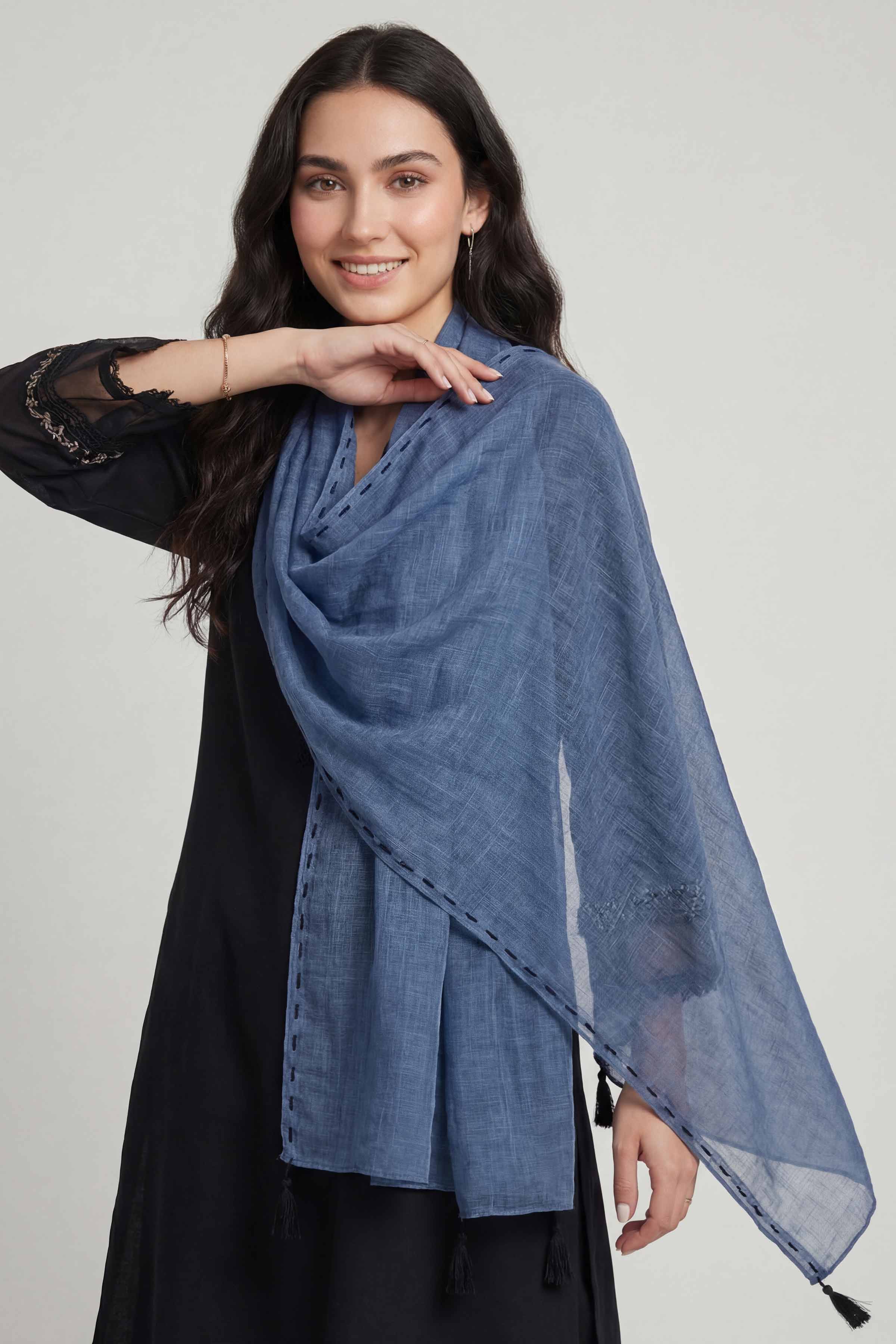Blue Women Scarf - 447482108 - Image 5