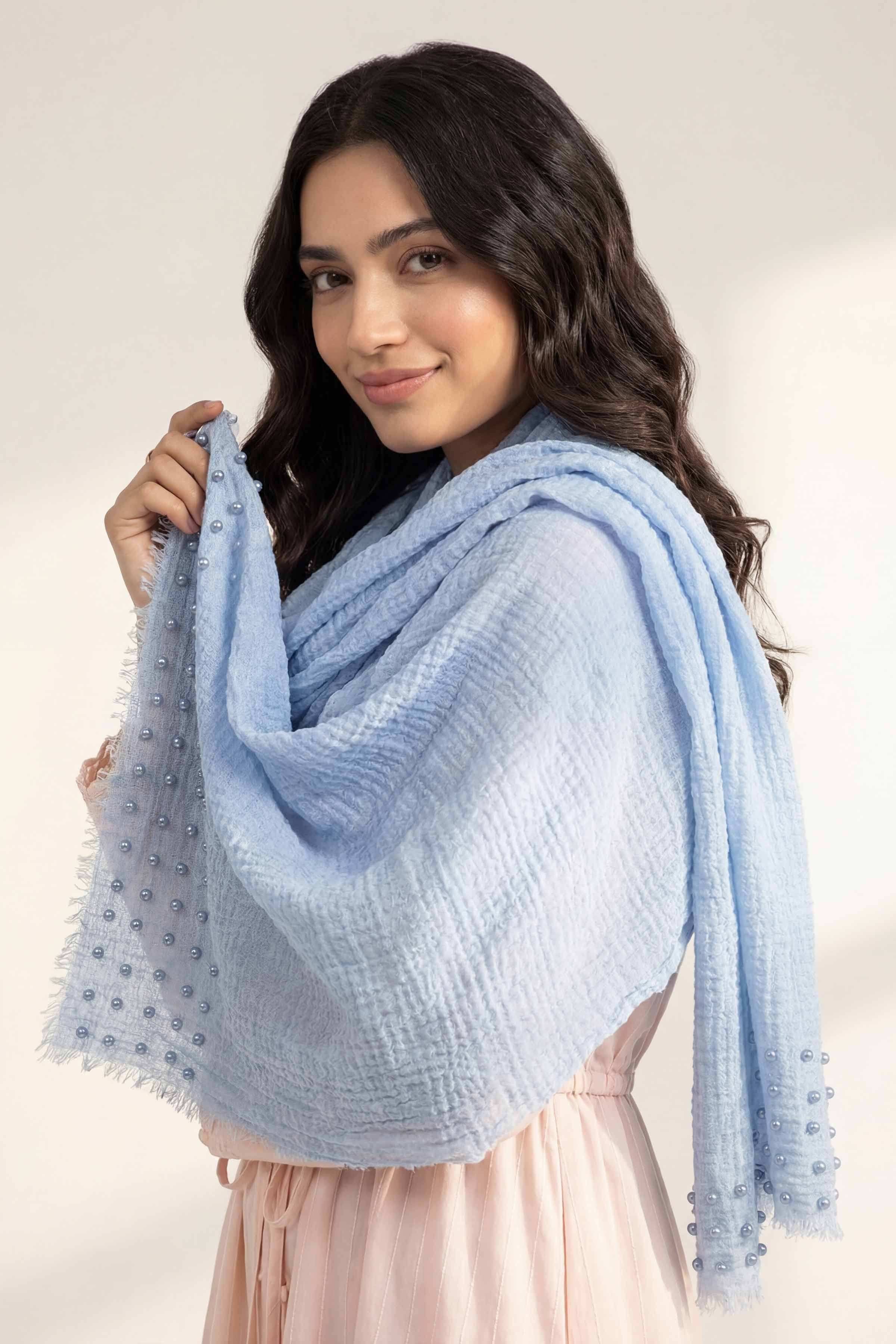 Blue Women Scarf - 447362108 - Image 4
