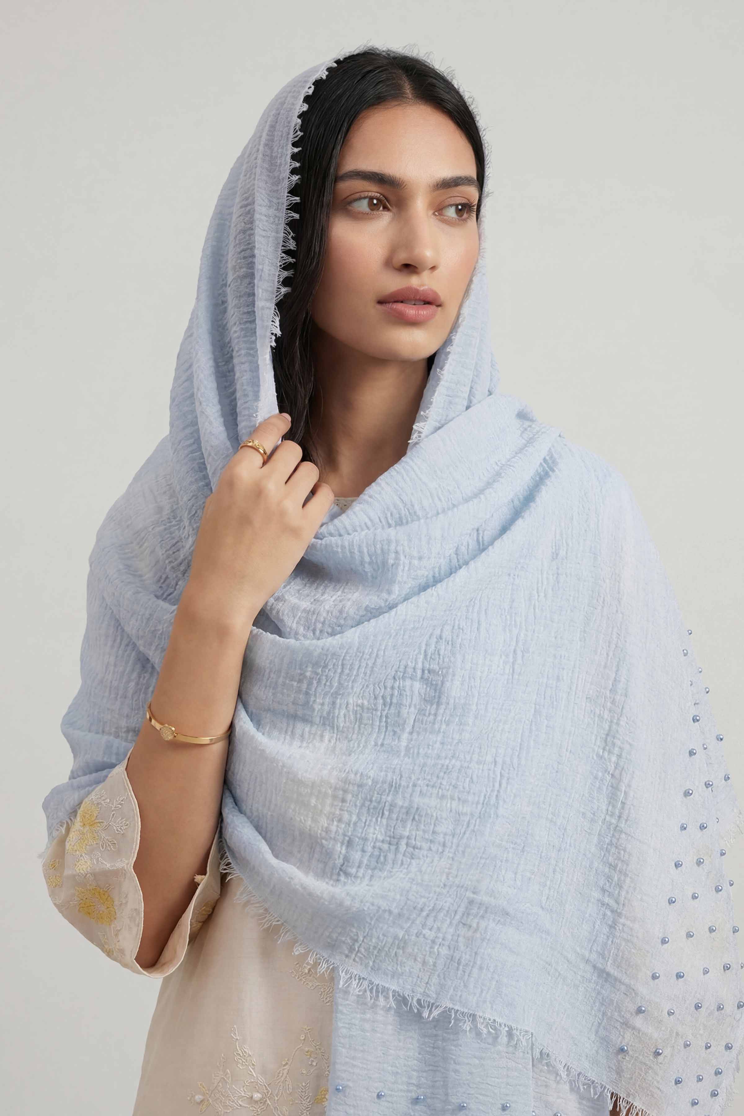 Light Blue Women Scarf - 447372110 - Image 2