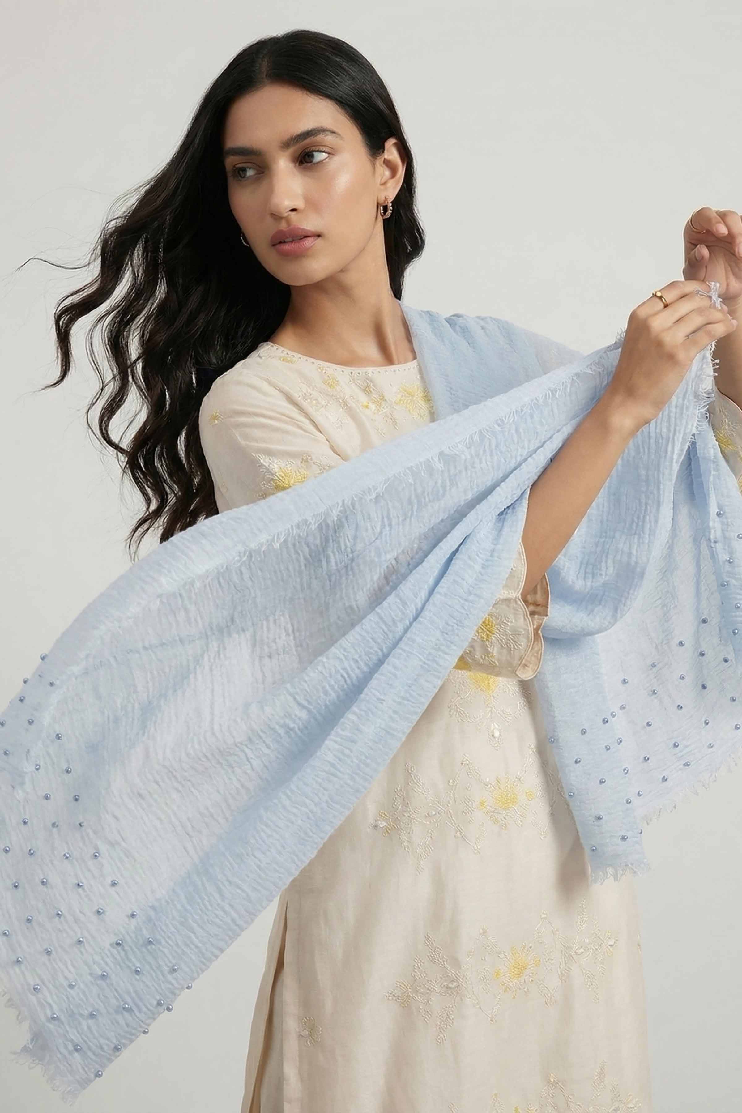 Light Blue Women Scarf - 447372110 - Image 6