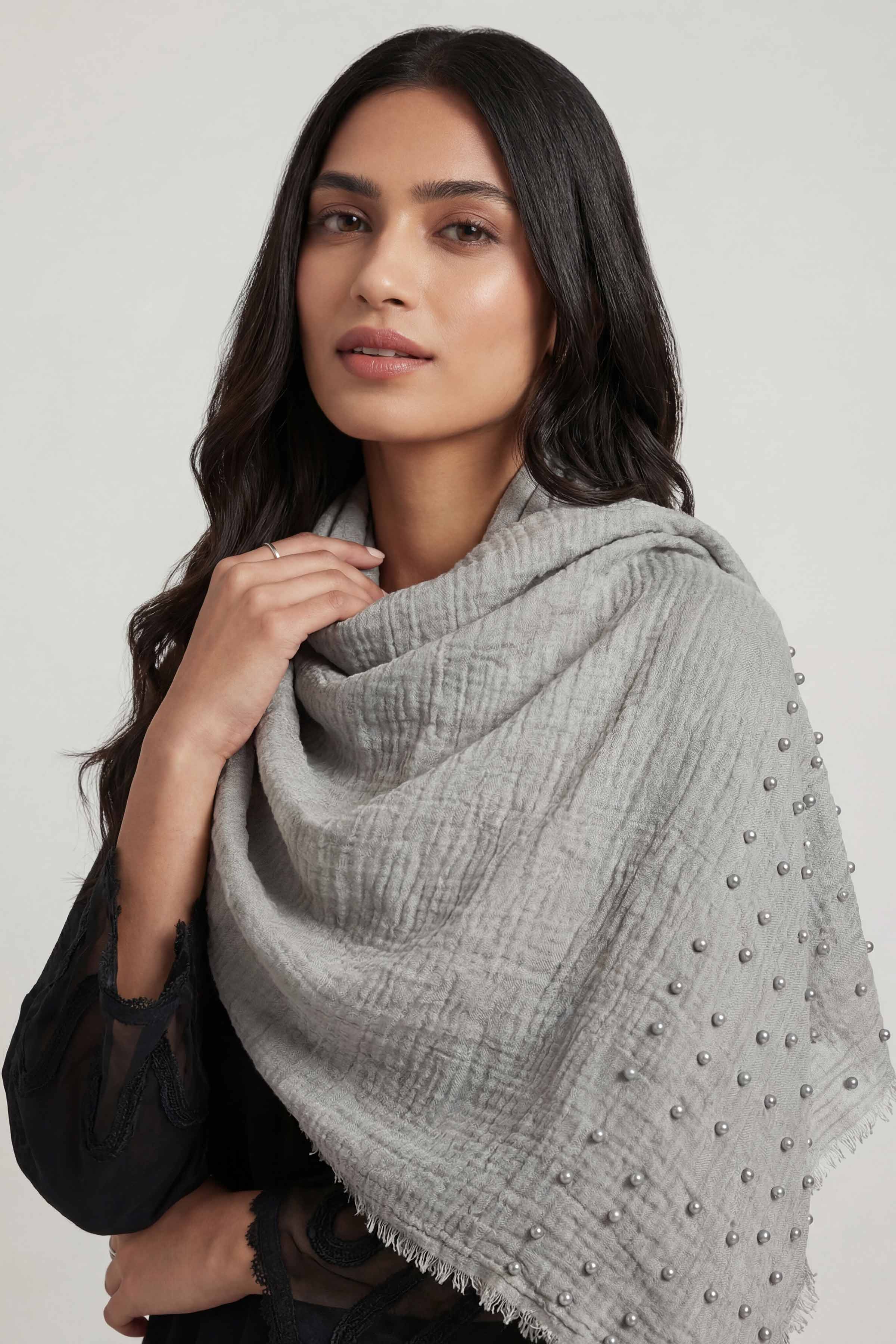 Light Grey Women Scarf - 447372111 - Image 2