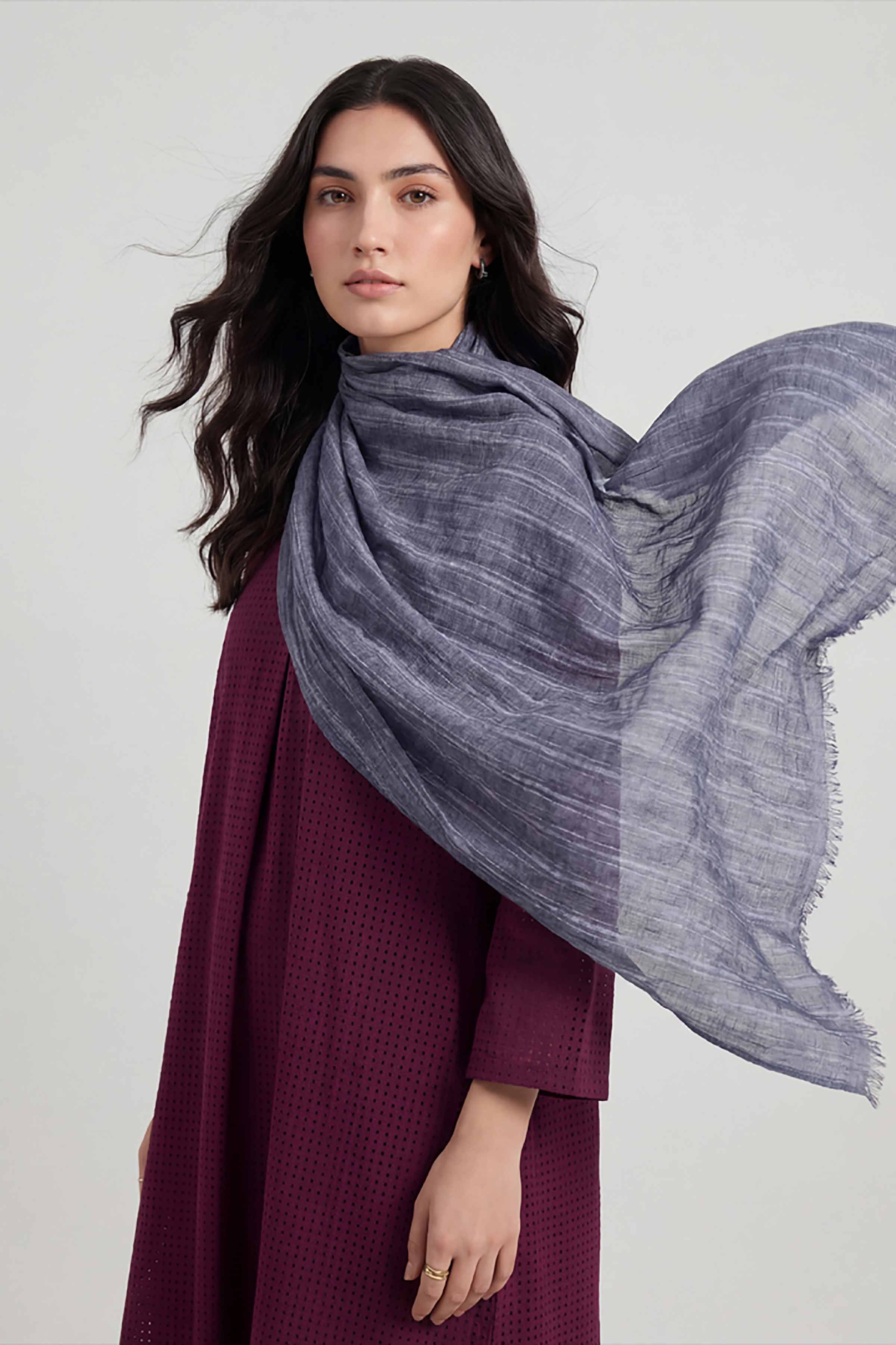 Navy Women Scarf - 72070956 - Image 2
