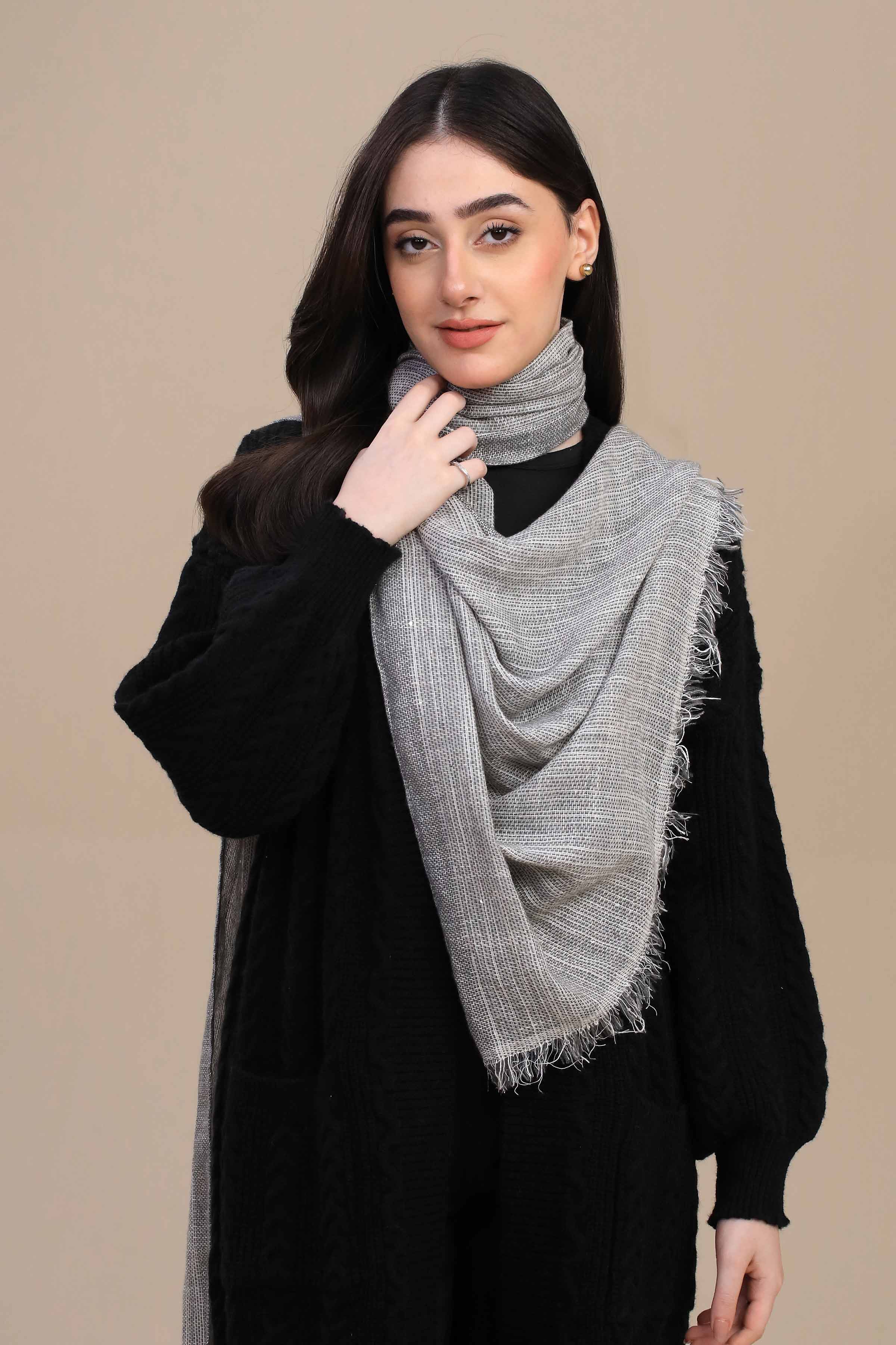 Light Grey Women Shawl-447182120 - Image 4