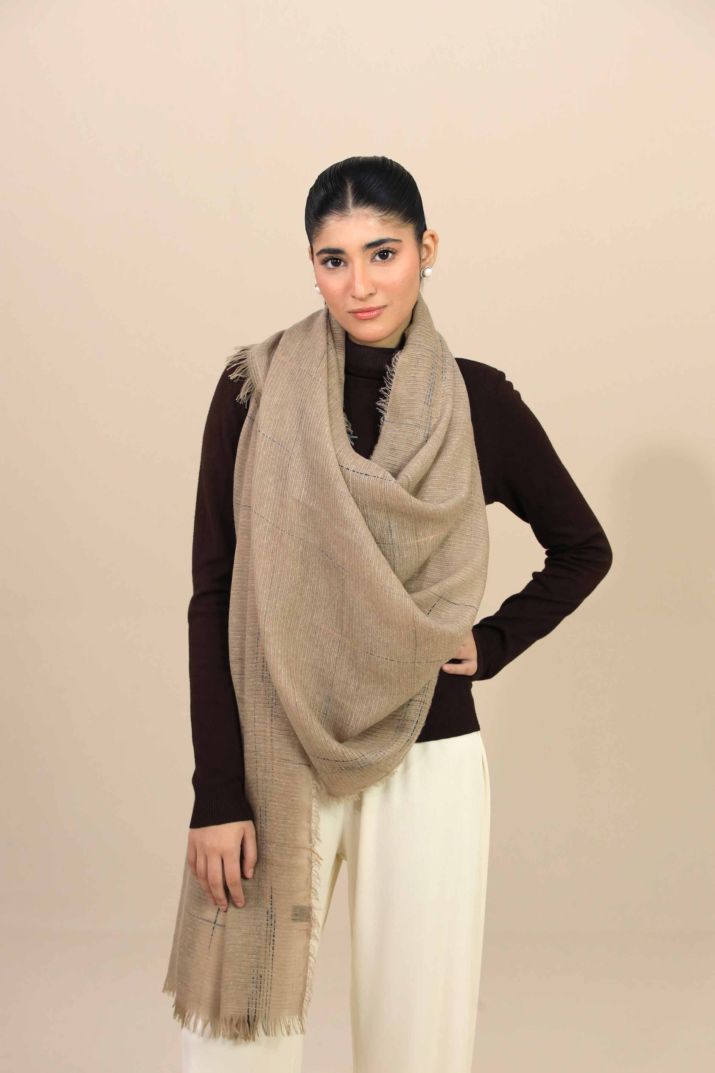 Beige Women Shawl-447202118 - Image 6
